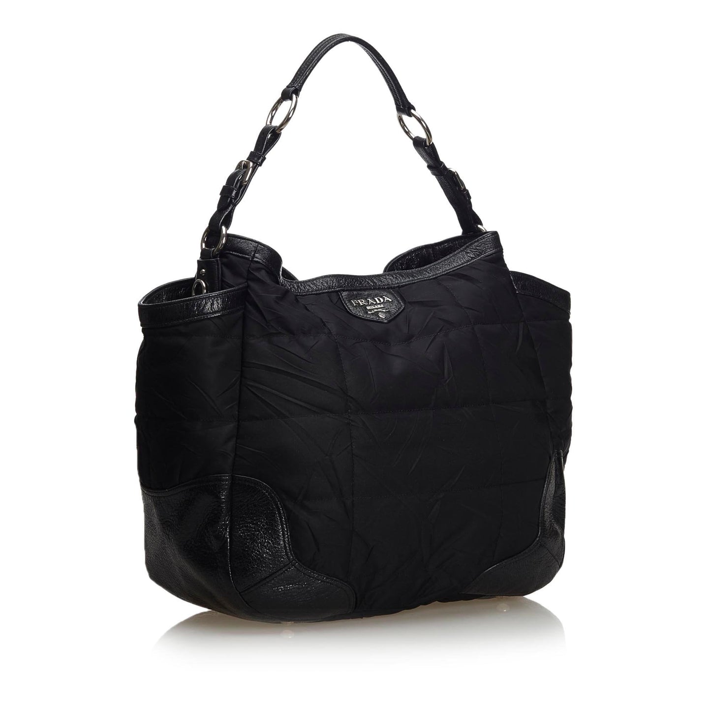 Prada Fabric Tote Bag Italy Nylon Quilted Black 2