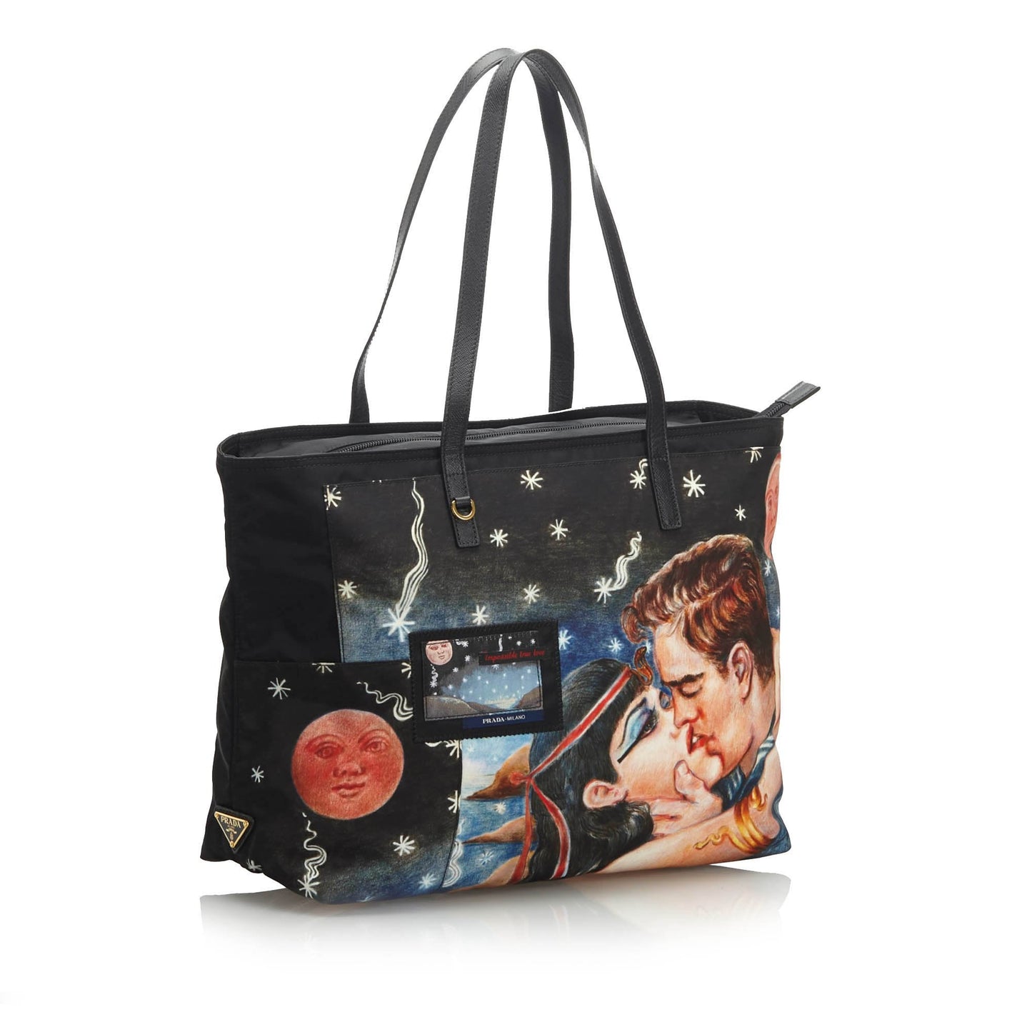 Prada Fabric Impossible True Love Tote Italy Nylon Black Tote Bag
