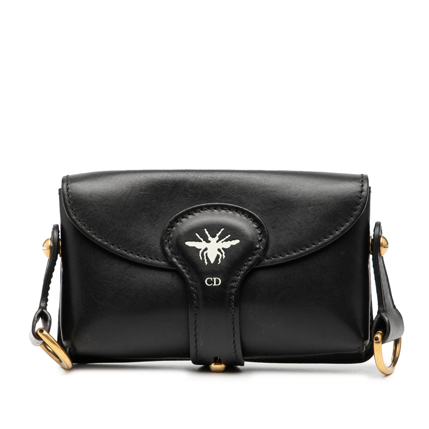 Dior Handbag D Bee Saddle Bag 2 Leather Black Mini Crossbody Bag