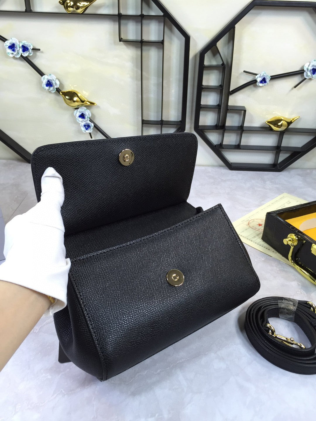 Top Quality Sicily Handbag In Dauphine For Black Medium Travel Bag