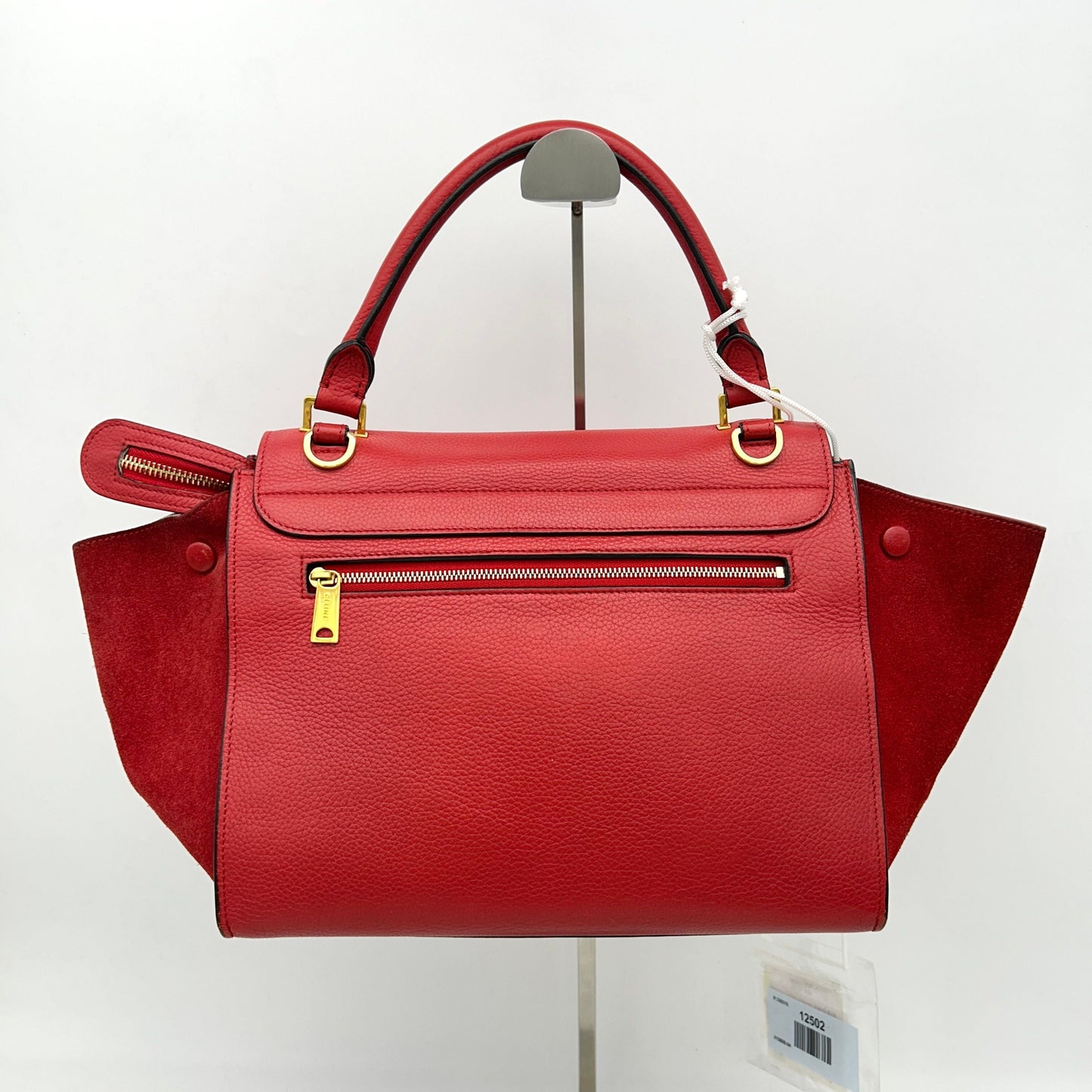 Luxury Drummed Calfskin Trapeze Coquelicot Handbag Suede Large Travel Bag