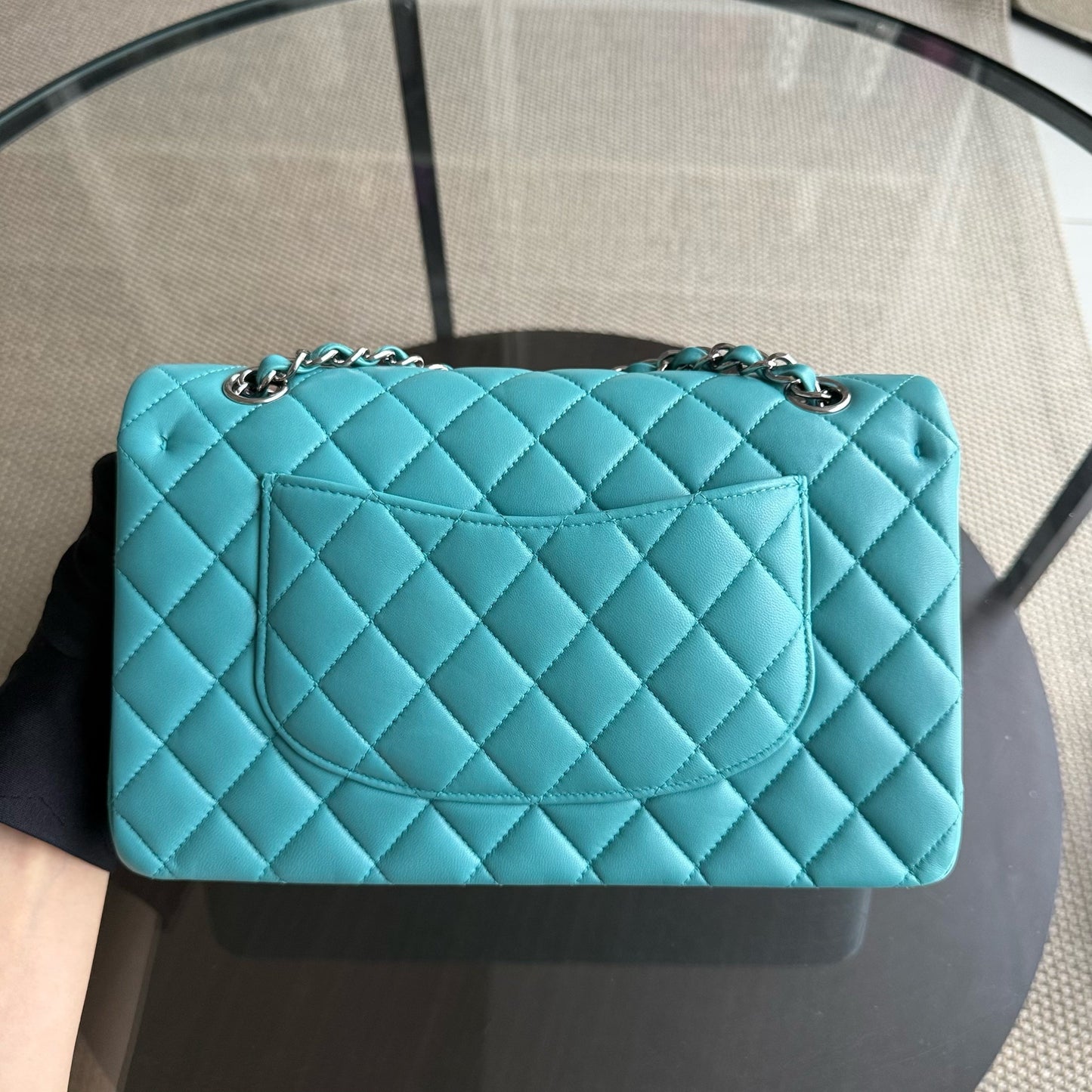 Chanel Classic Flap Medium - 25CM Quilted Lambskin Blue Silver Hardware Series 19