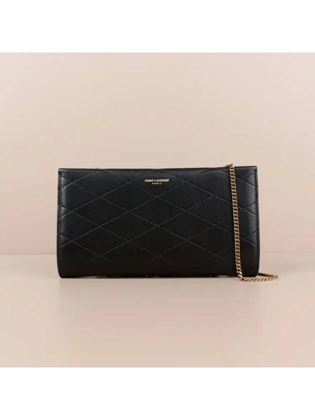 YSL Saint Laurent Saint Laurent Trending Long Wallet Shoulder Bag Leather Black