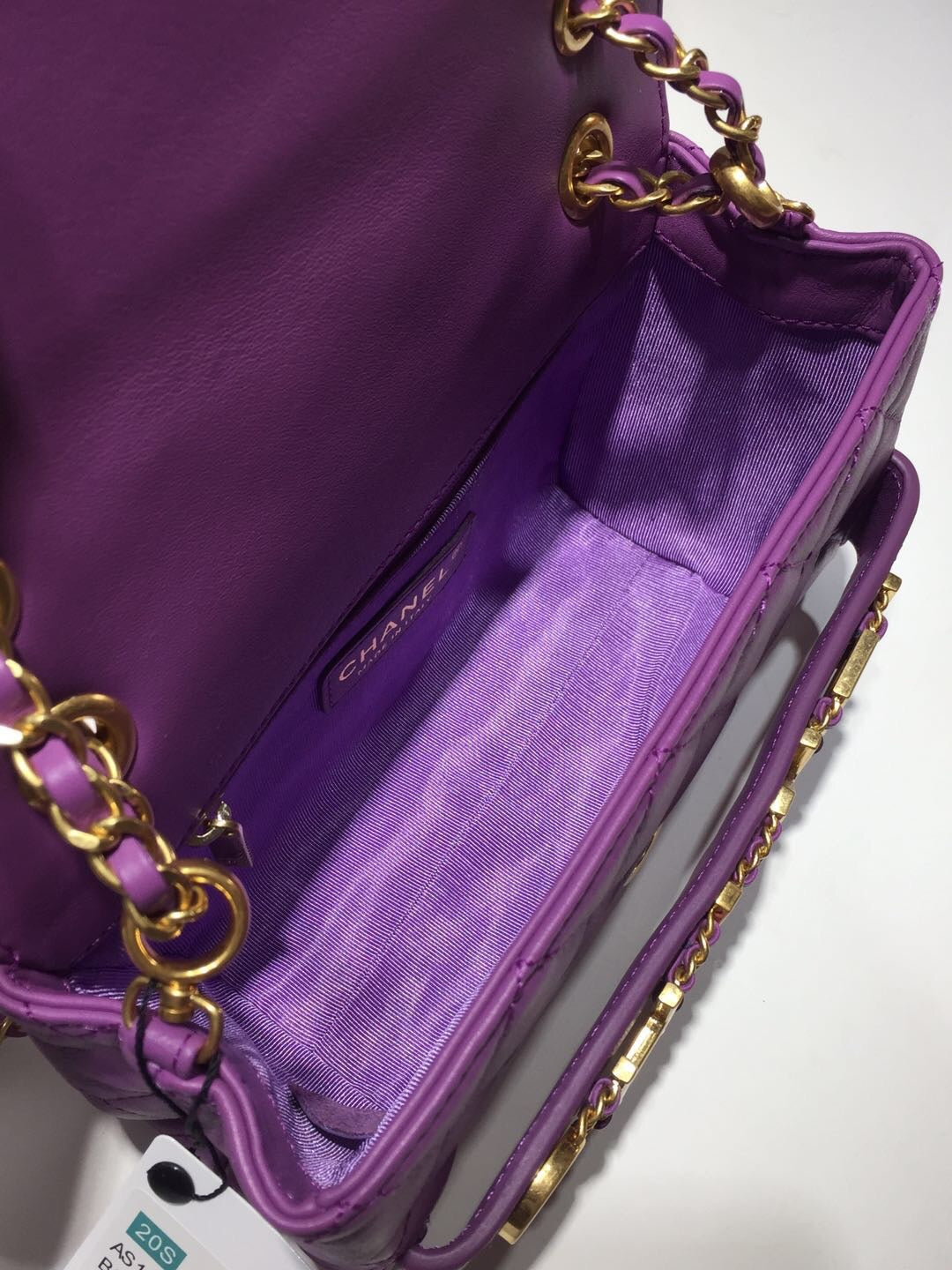 CHLFront Hardware Purple , ’s Gold Small Logo Flap Shoulder Bag