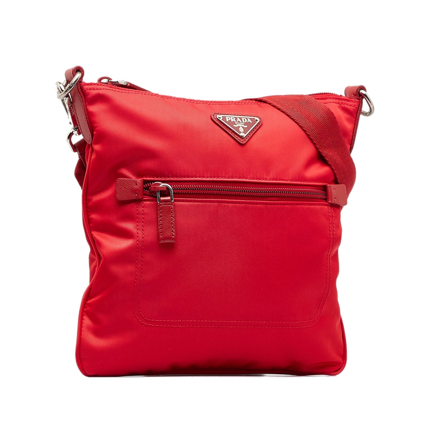 Prada Tessuto Luxury Handbag Canvas Nylon Red Crossbody Bag