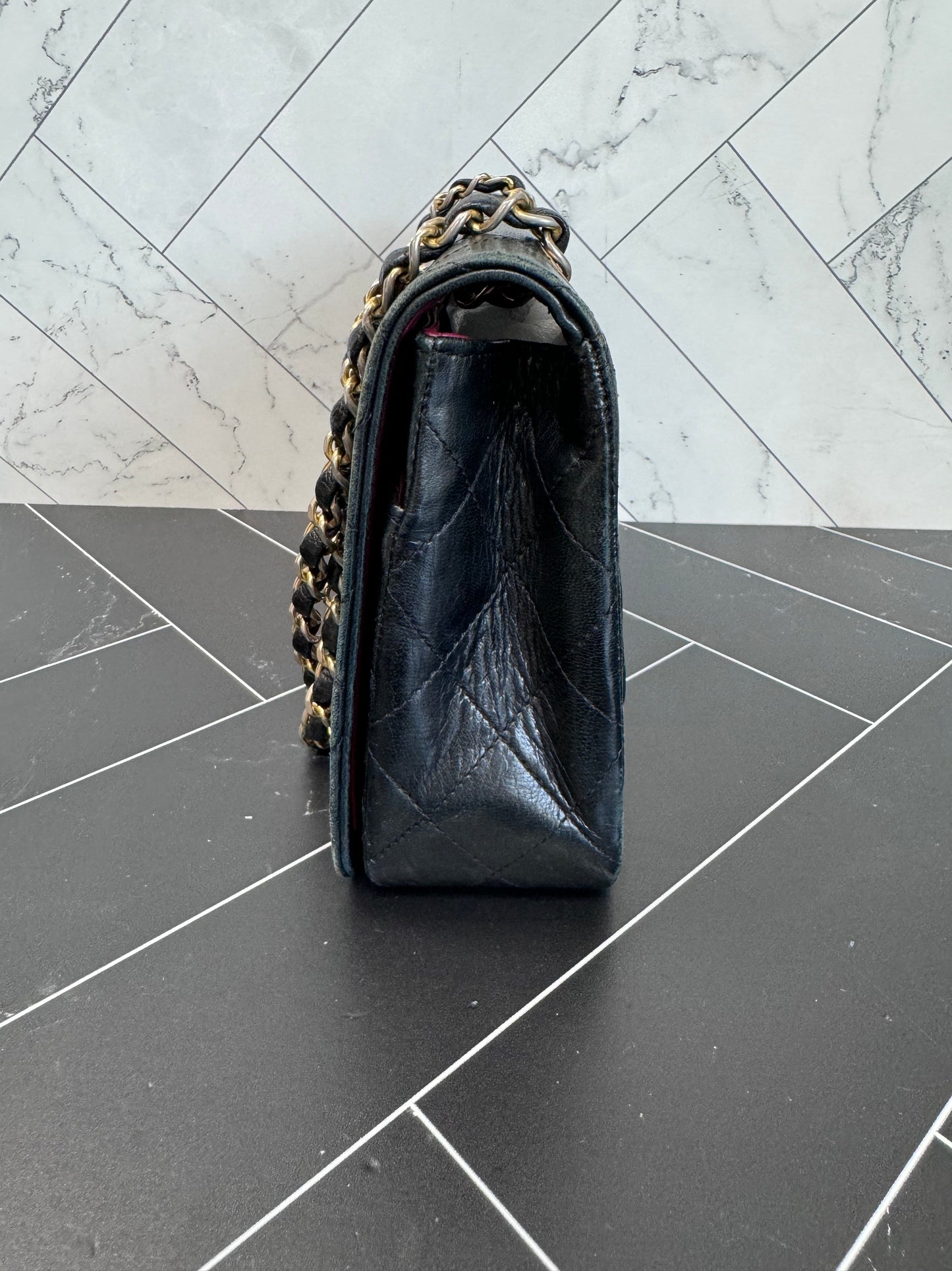 Chanel 24k Hardware Black Quilted Lambskin Single Flap