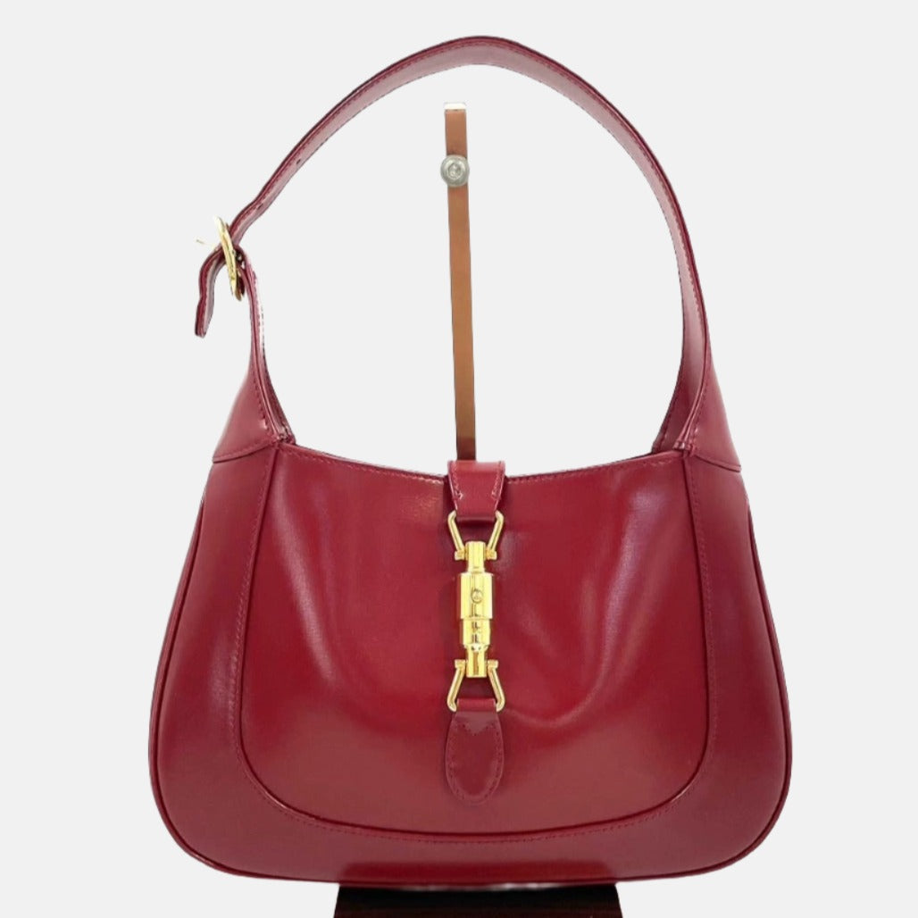 Gucci Jackie Burgundy Bag With Adjustable Strap Leather Red Travel Bag
