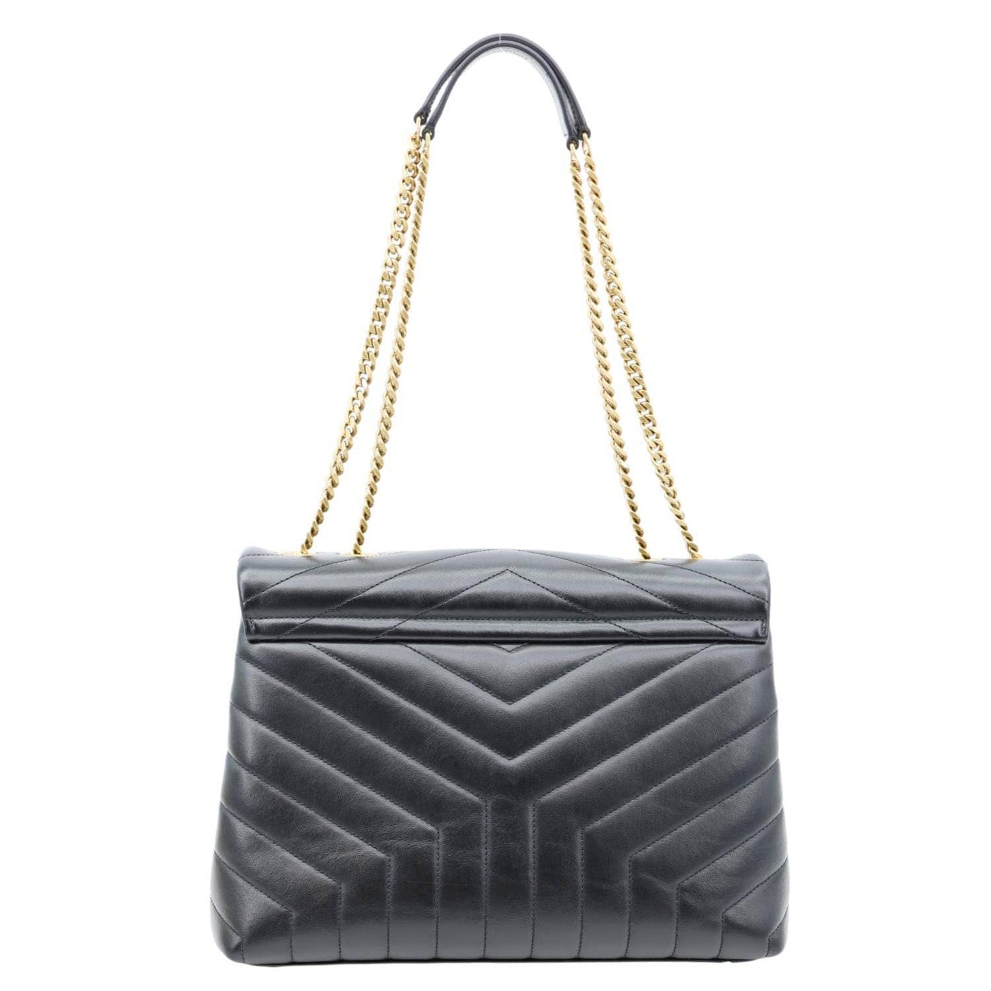 YSL Saint Laurent Yves Loulou Shoulder Bag Leather Matelasse Black