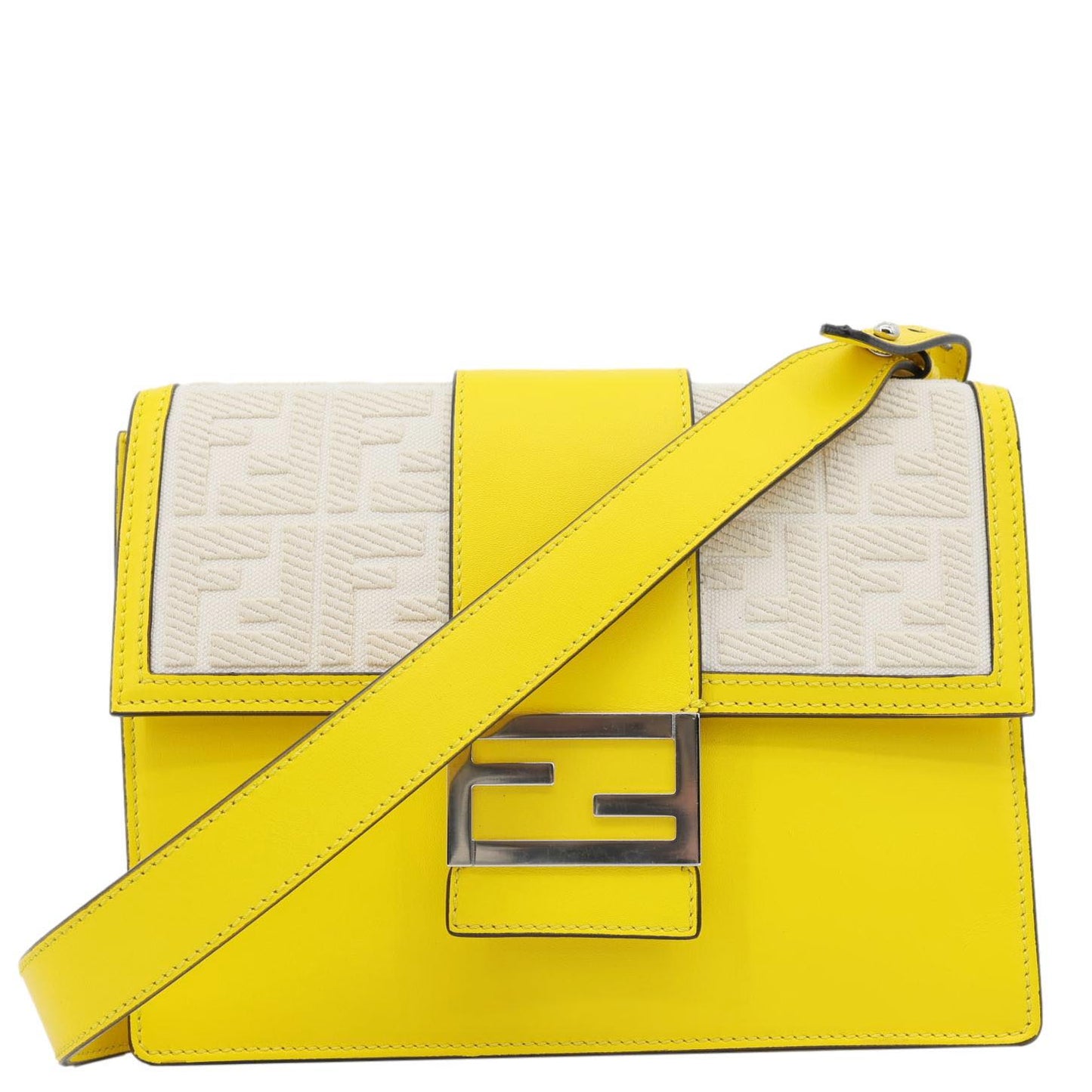 Fendi Shoulder Bag Flat Baguette Leather Yellow Medium Shoes