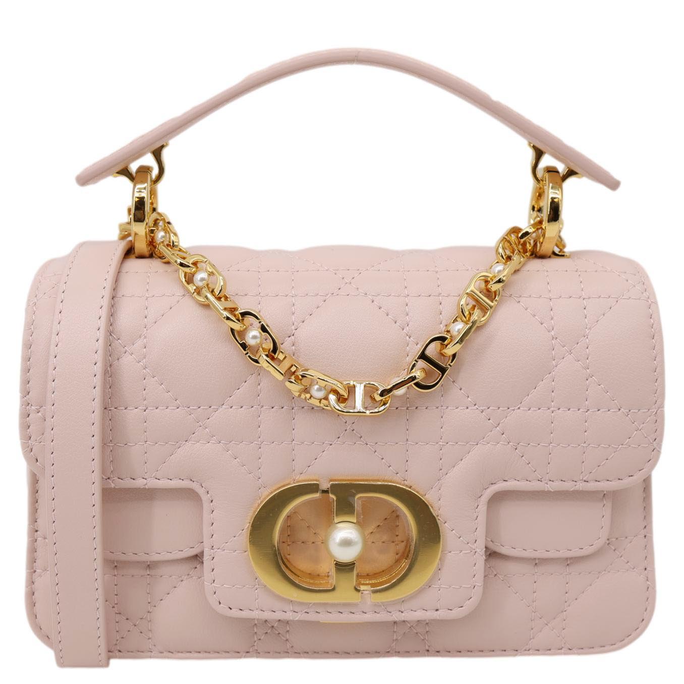 Dior Shoulder Bag Jolie Cannage Calfskin Powder Leather Pink Top Handle