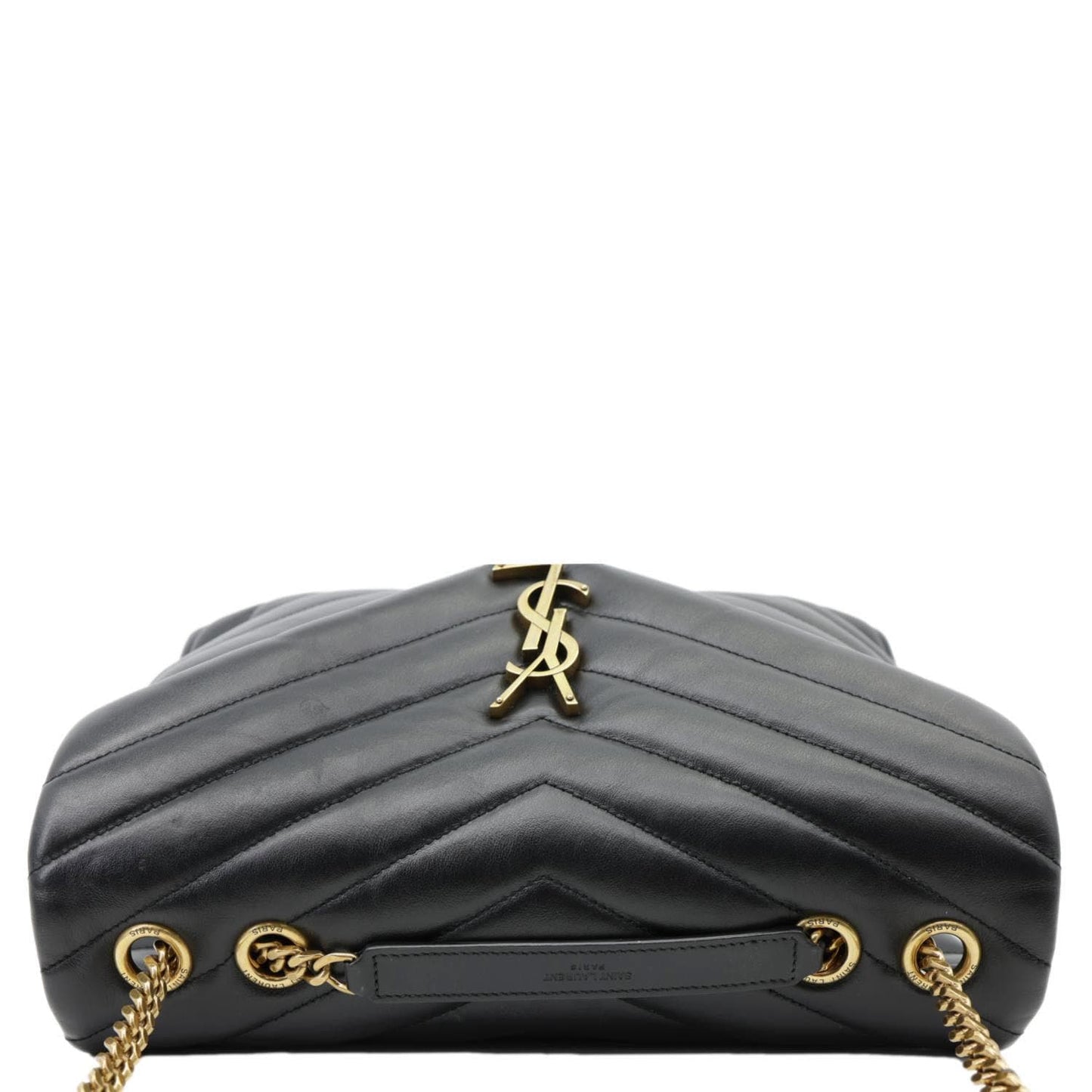 YSL Saint Laurent Yves Loulou Calfskin Shoulder Bag Leather Quilted Black