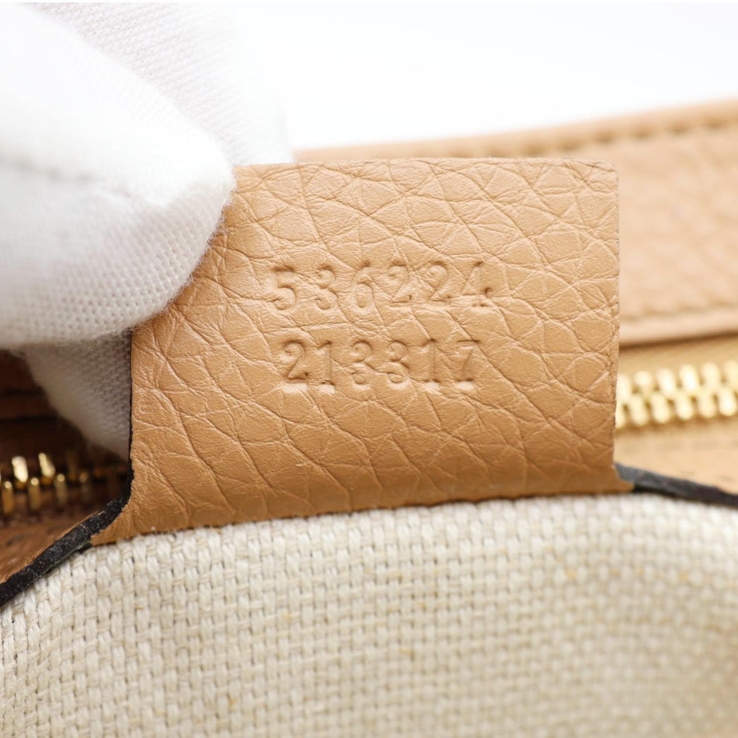 GUCCI Soho Flap Leather Chain Crossbody Bag Beige 536224