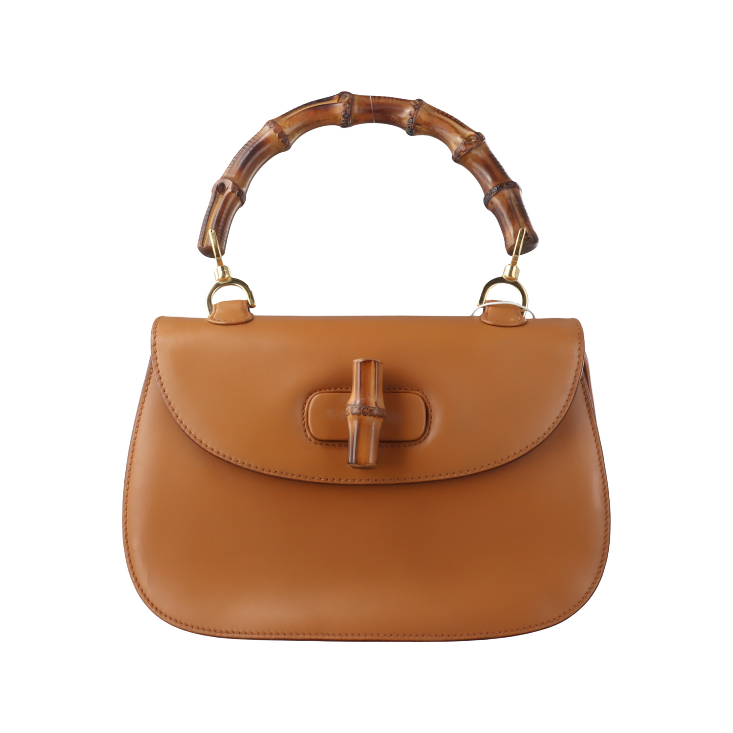 Gucci Bamboo Top Handle Leather Brown Tan Medium Travel Bag Brown 2