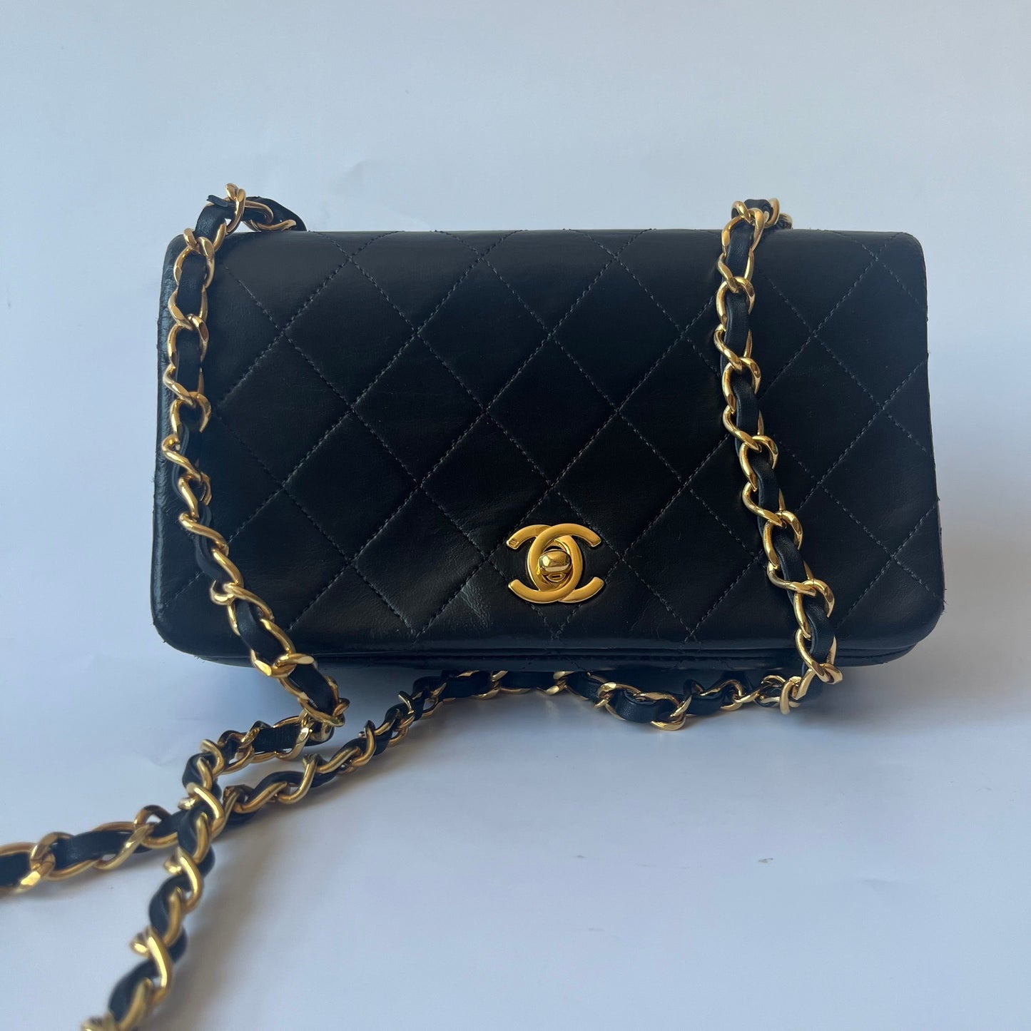 Chanel Classic Flap - Lambskin 24k Hardware Black Gold Leather Mini Bag Gold Hardware