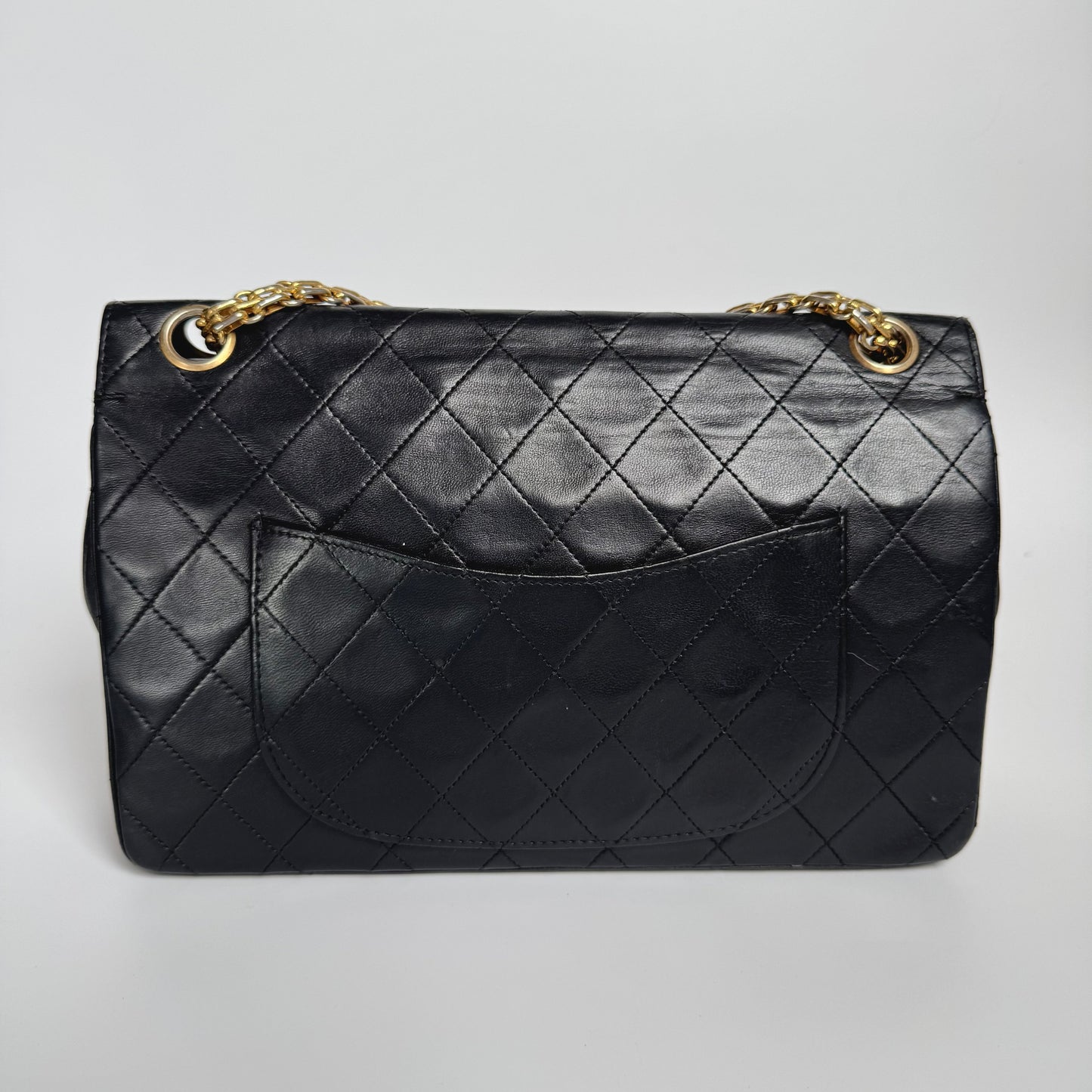Chanel Classic Flap Lambskin 24k Hardware Black Gold Leather Handbag Chain Strap