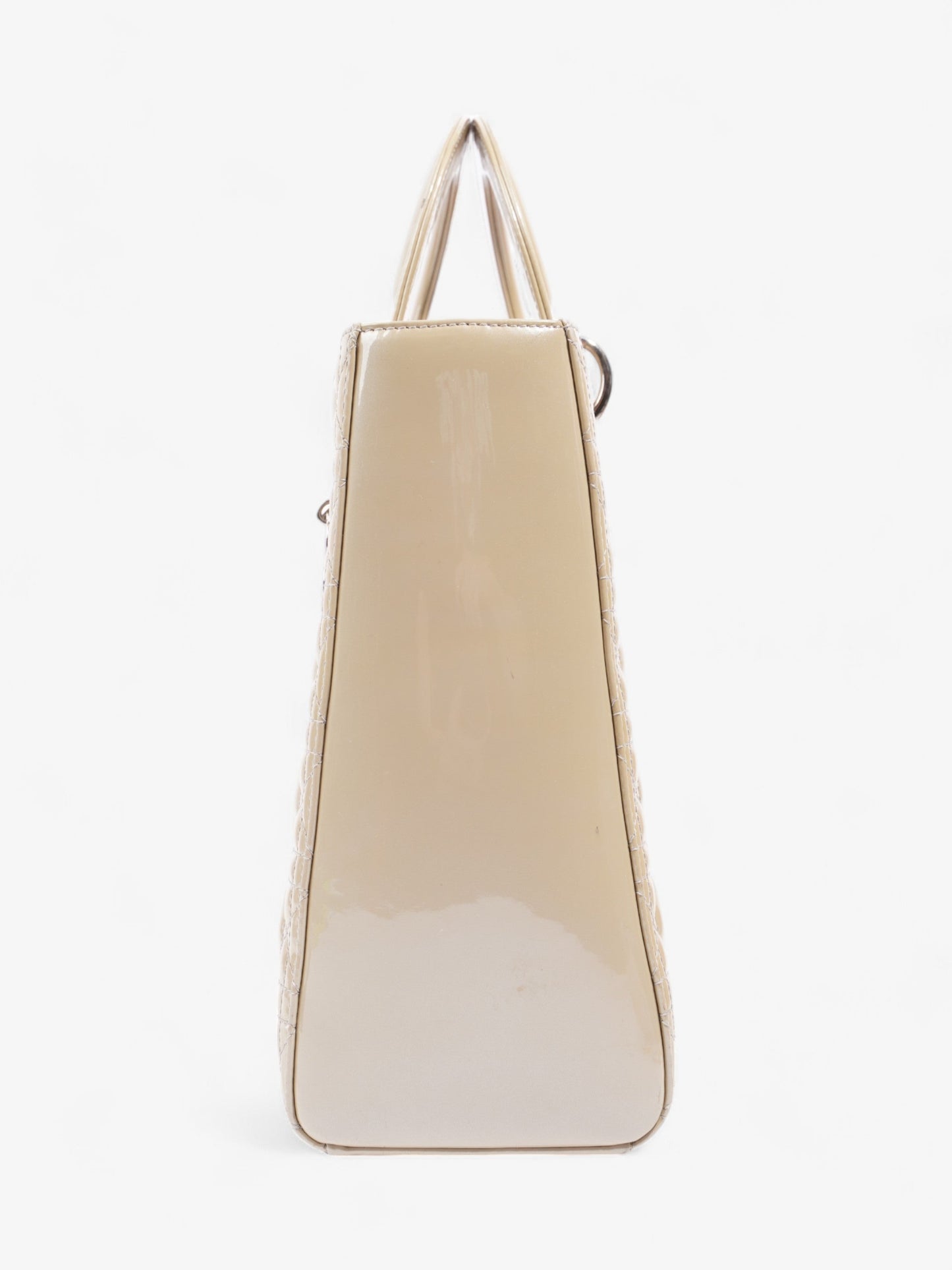 Dior Christian Lady Natural Handbag Leather Patent Large Travel Bag