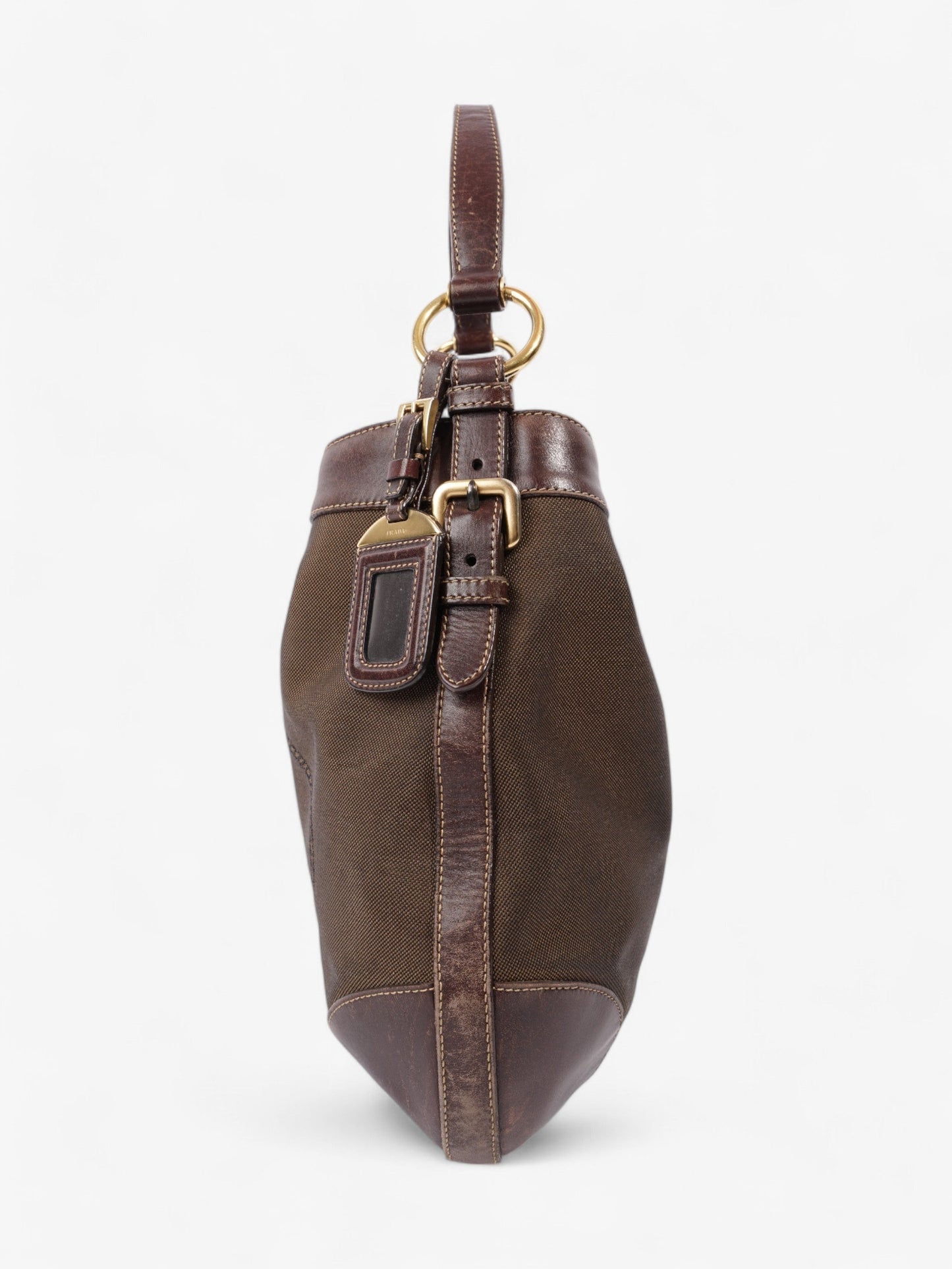 Prada Canapa Tote Canvas Brown Shoulder Bag