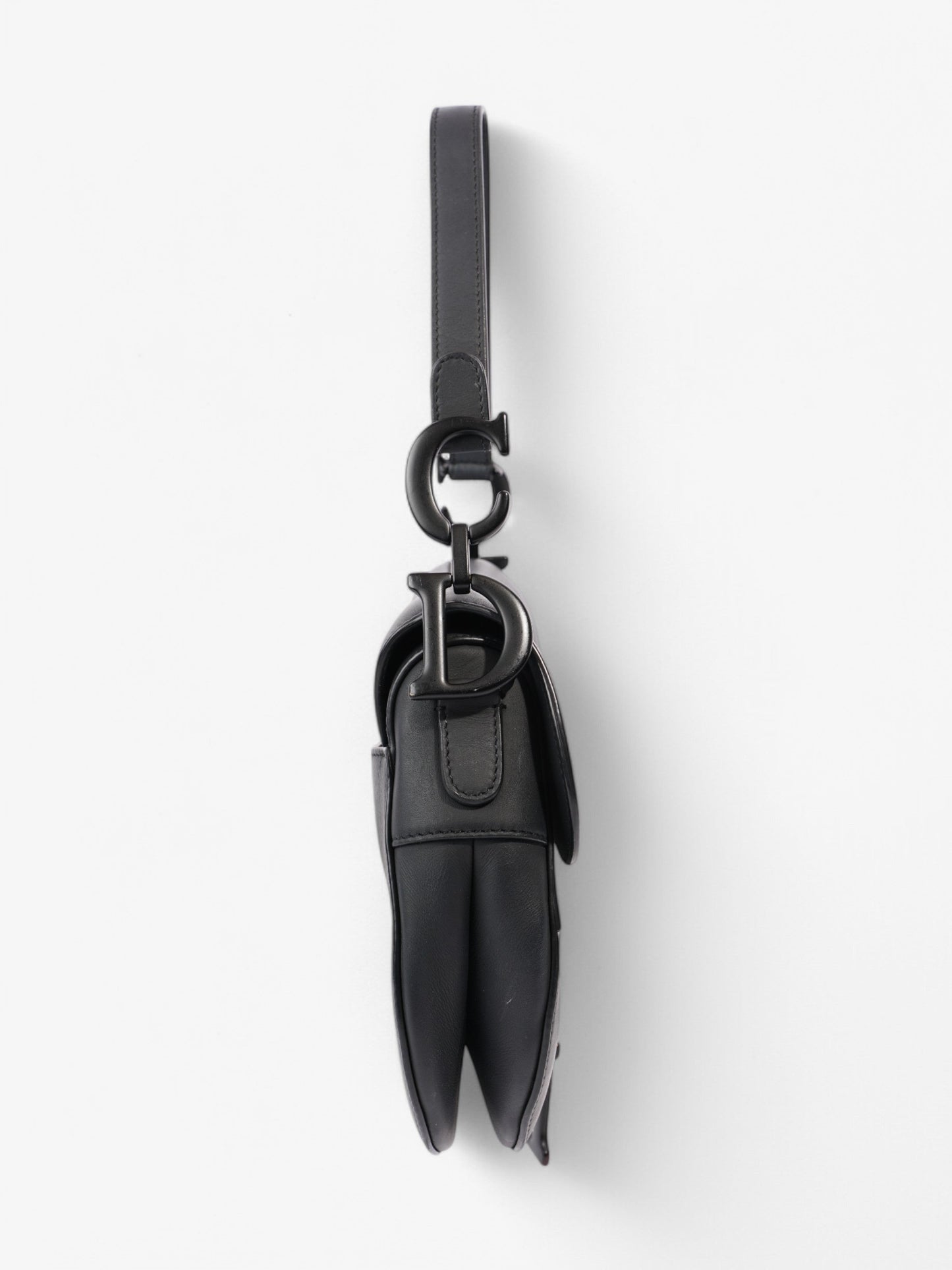 Dior Christian Saddle Bag Leather Black Satchel Bag
