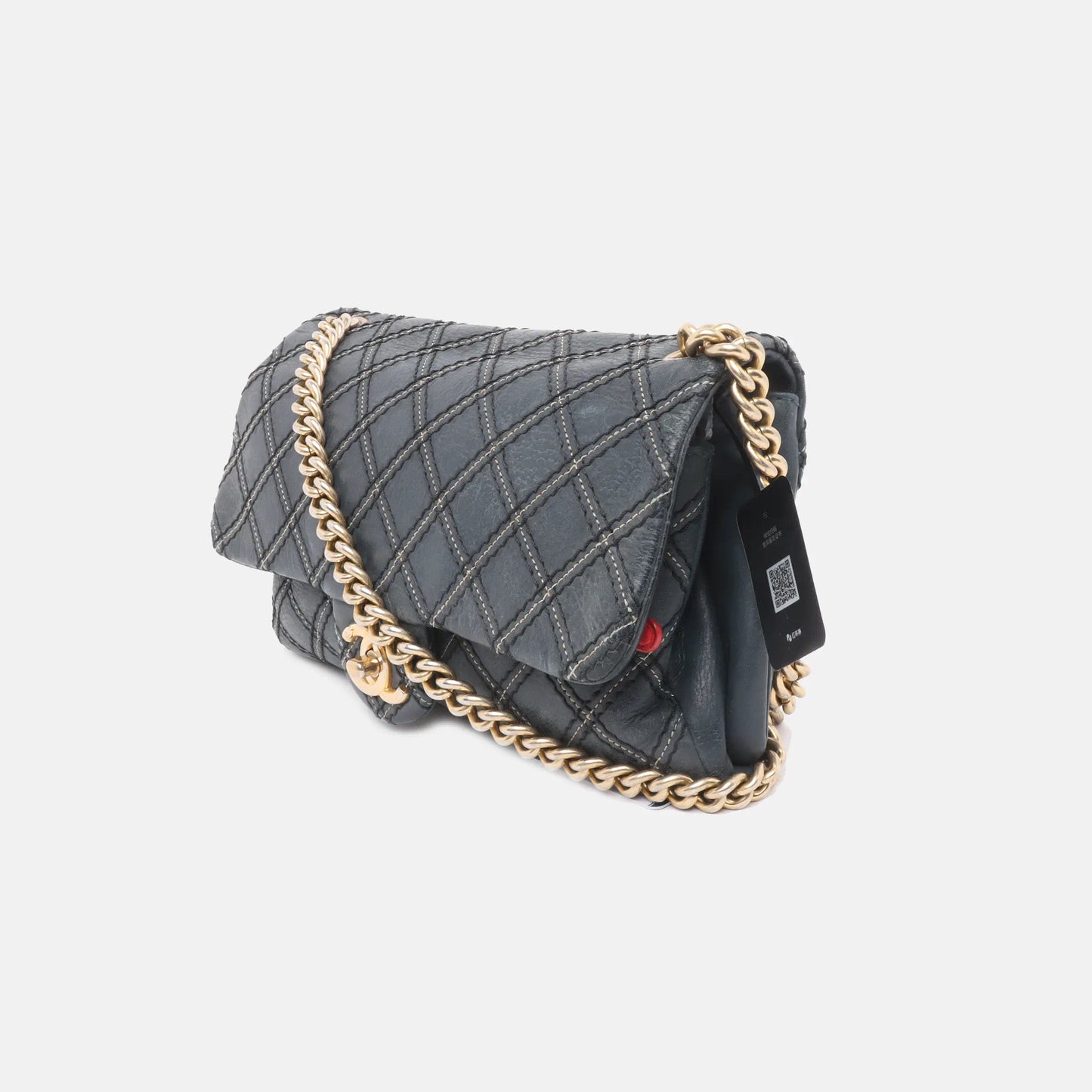 Chanel Classic Flap Navy Fabric Diamond Quilting Crossbody Bag