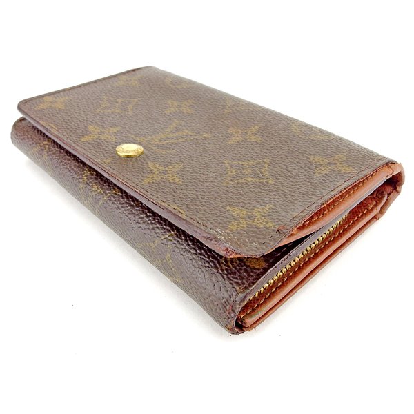 Louis Vuitton Long Purse M61730 Portonebi Tresol Brown Beige Gold Wallet Case B1028