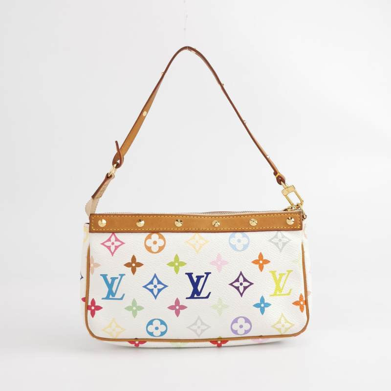 Louis Vuitton x Takashi Murakami Pochette Accessoire White Multicolor Clutch Bag