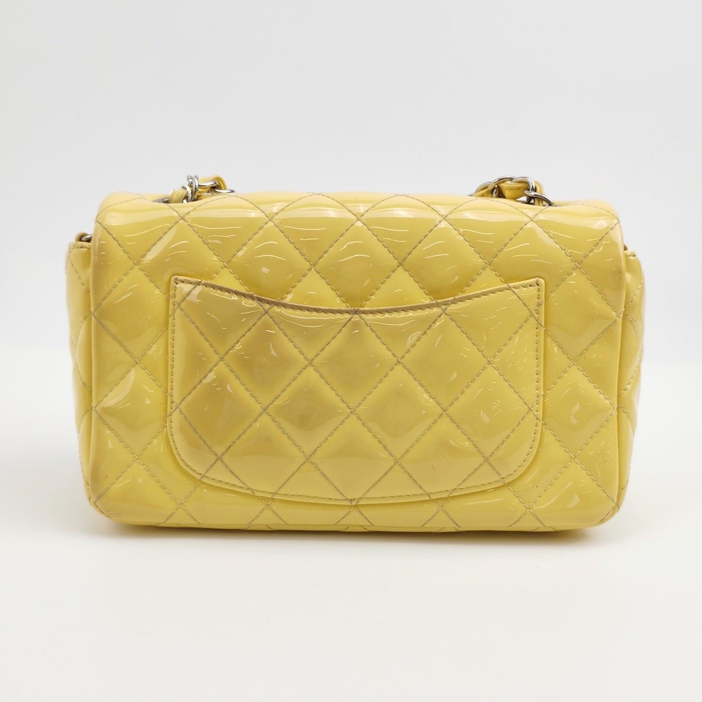 Chanel Classic Flap Rectangular Yellow Patent HW Silver Leather Mini Bag 3