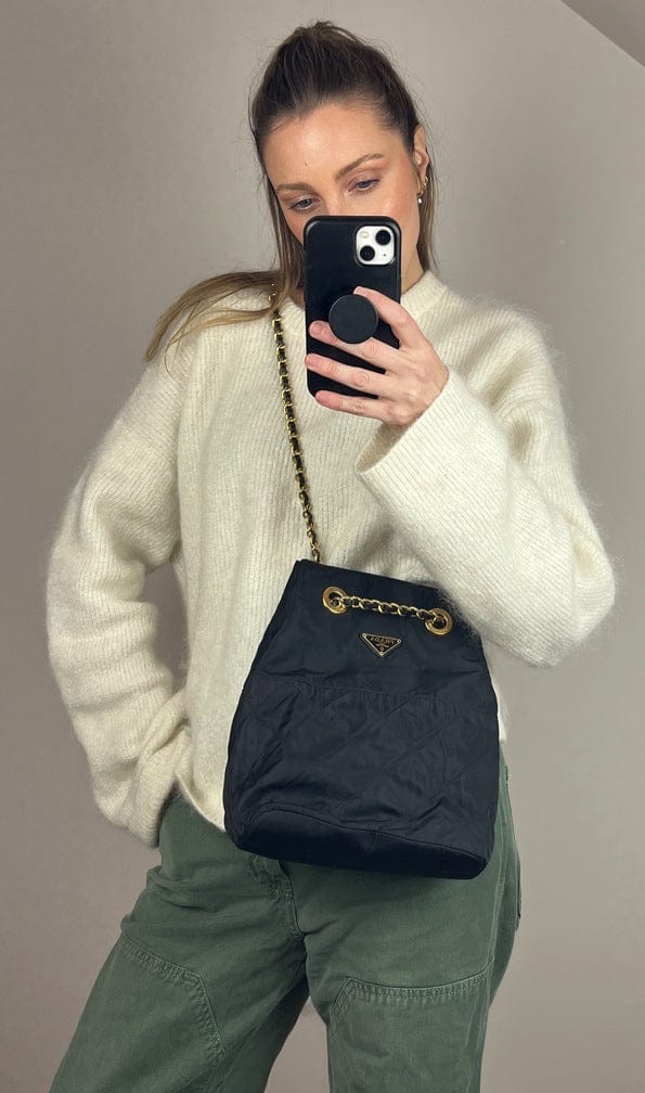 Prada Tote With Handle Nylon Chain Tote Bag