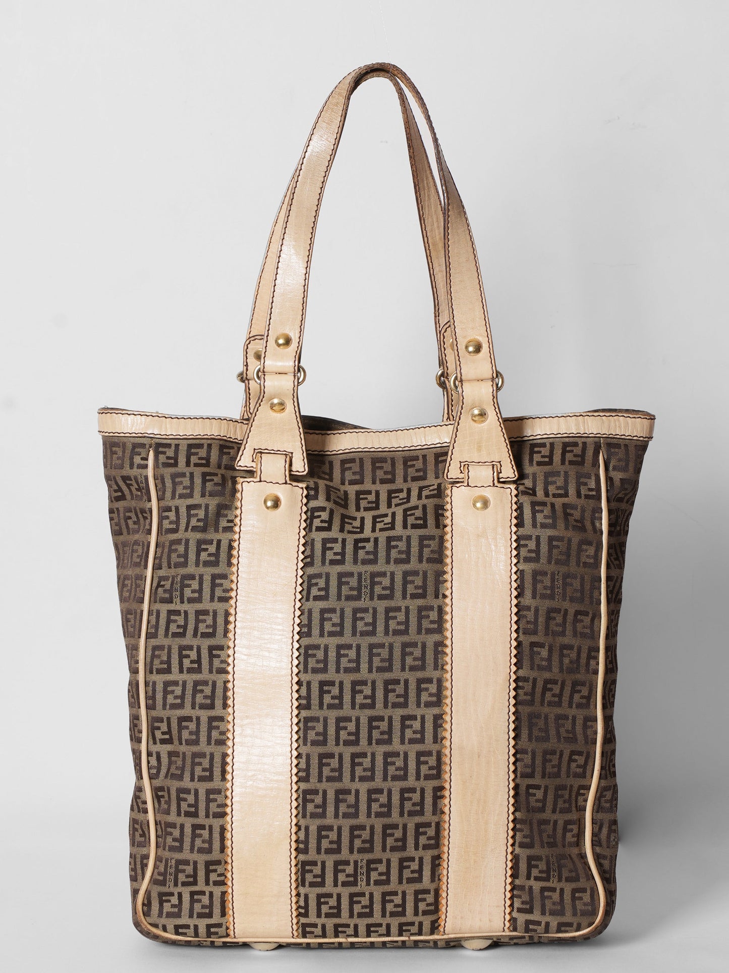 Fendi Shoulder Bag Zucchino Canvas Top Handle