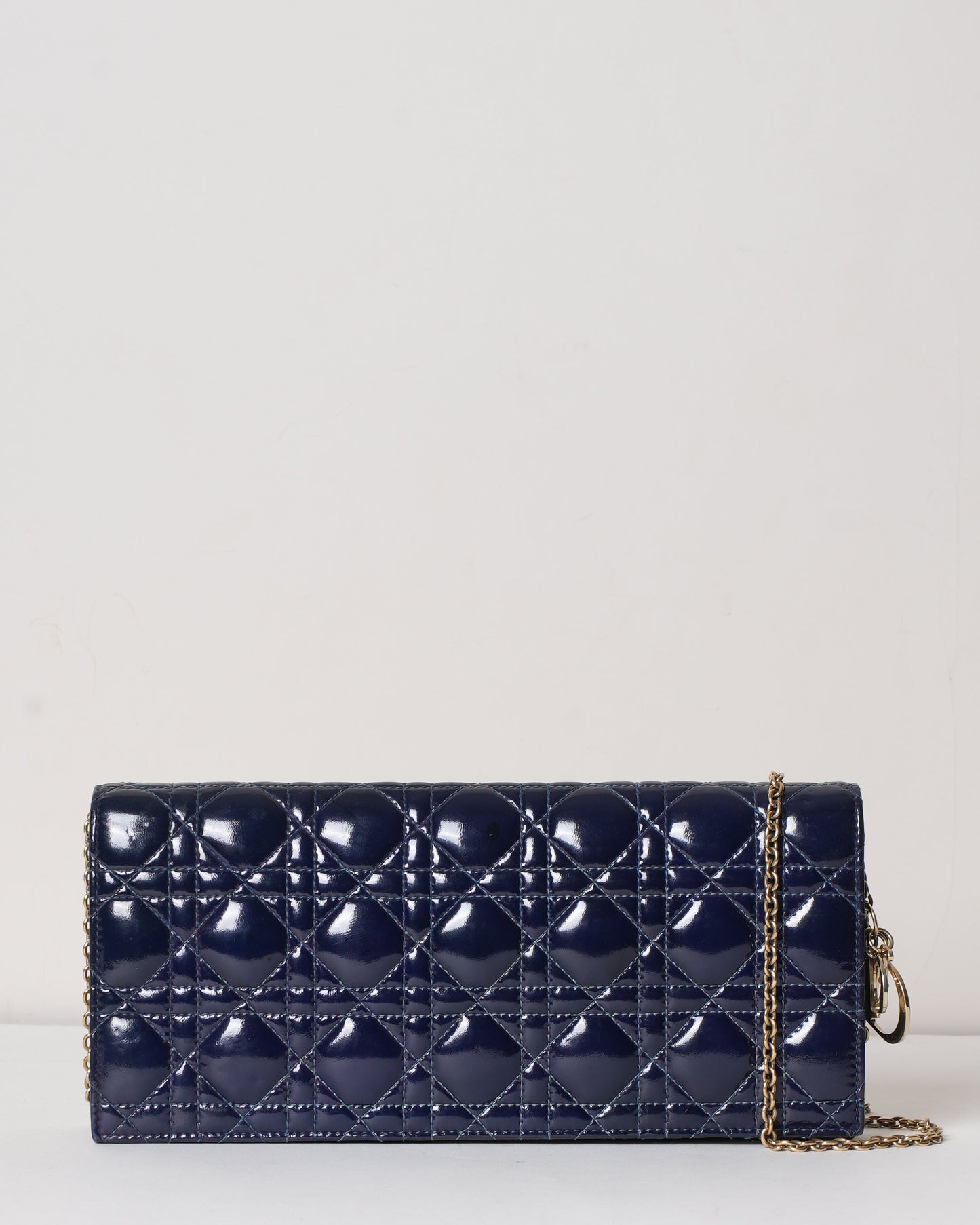 Dior Handbag Cannage Lady Clutch Leather Blue Clutch Bag