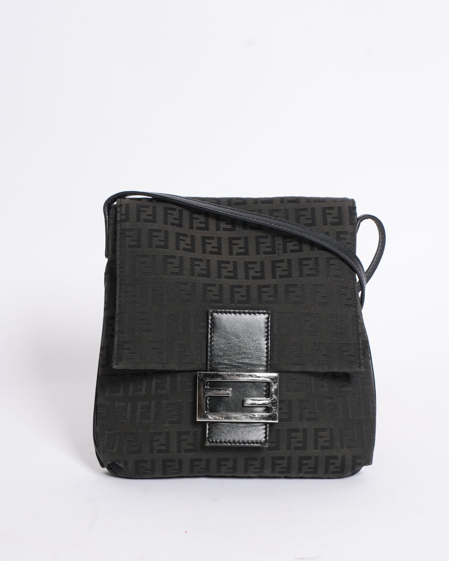 Fendi Handbag Zucchino Crossbody in Monogram Black Crossbody Bag