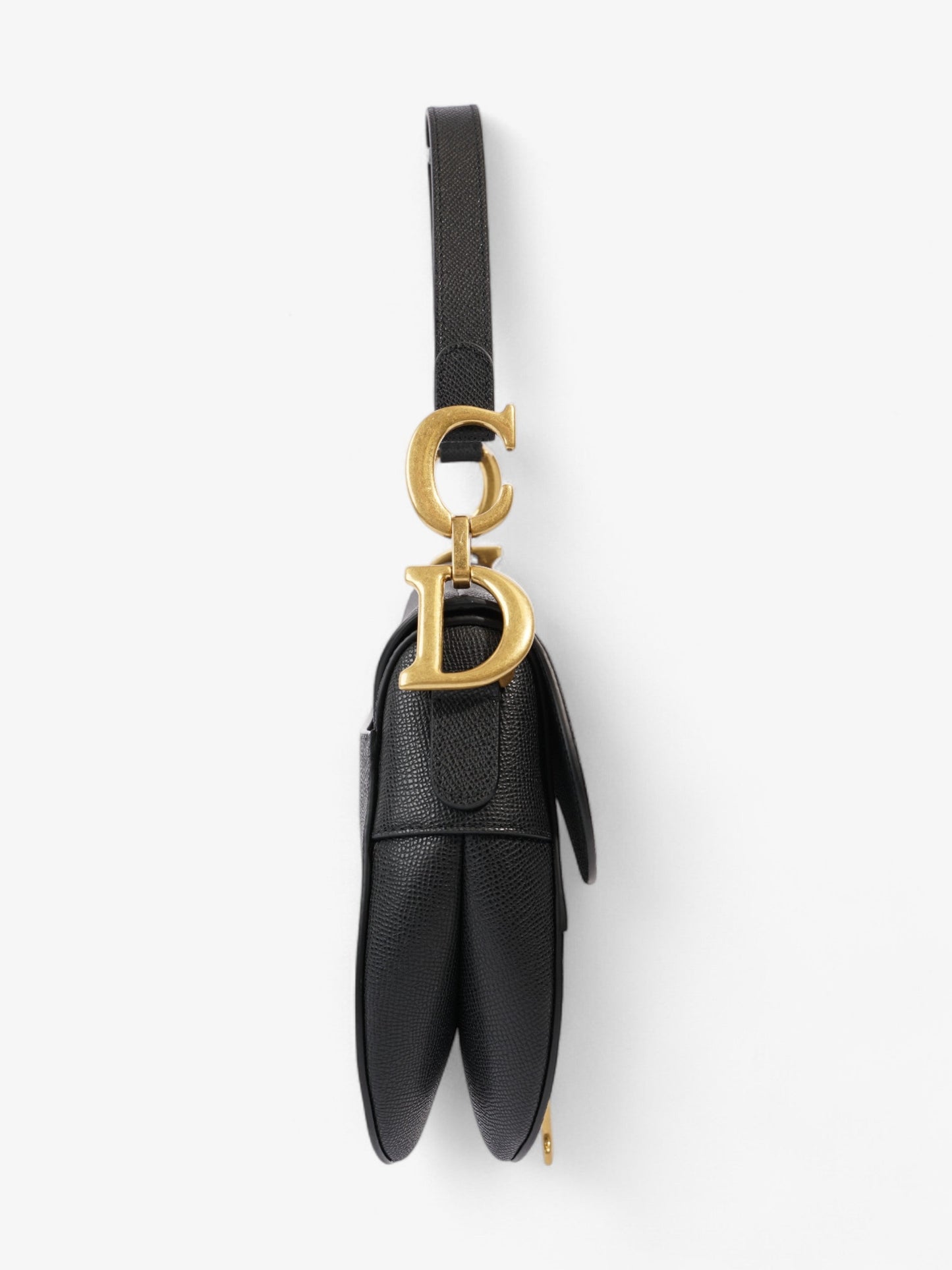 Dior Christian Saddle Bag With Strap Calfskin Leather Black Crossbody Bag