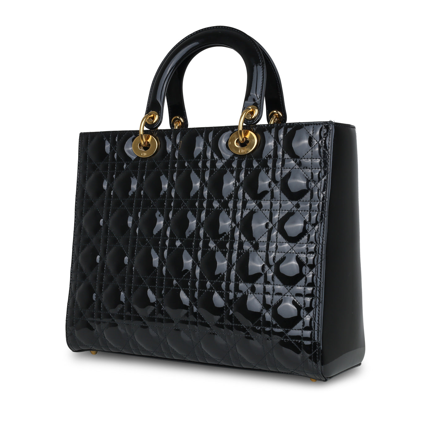 Dior Christian Lady Shoulder Bag Patent Large Dior Black Large
