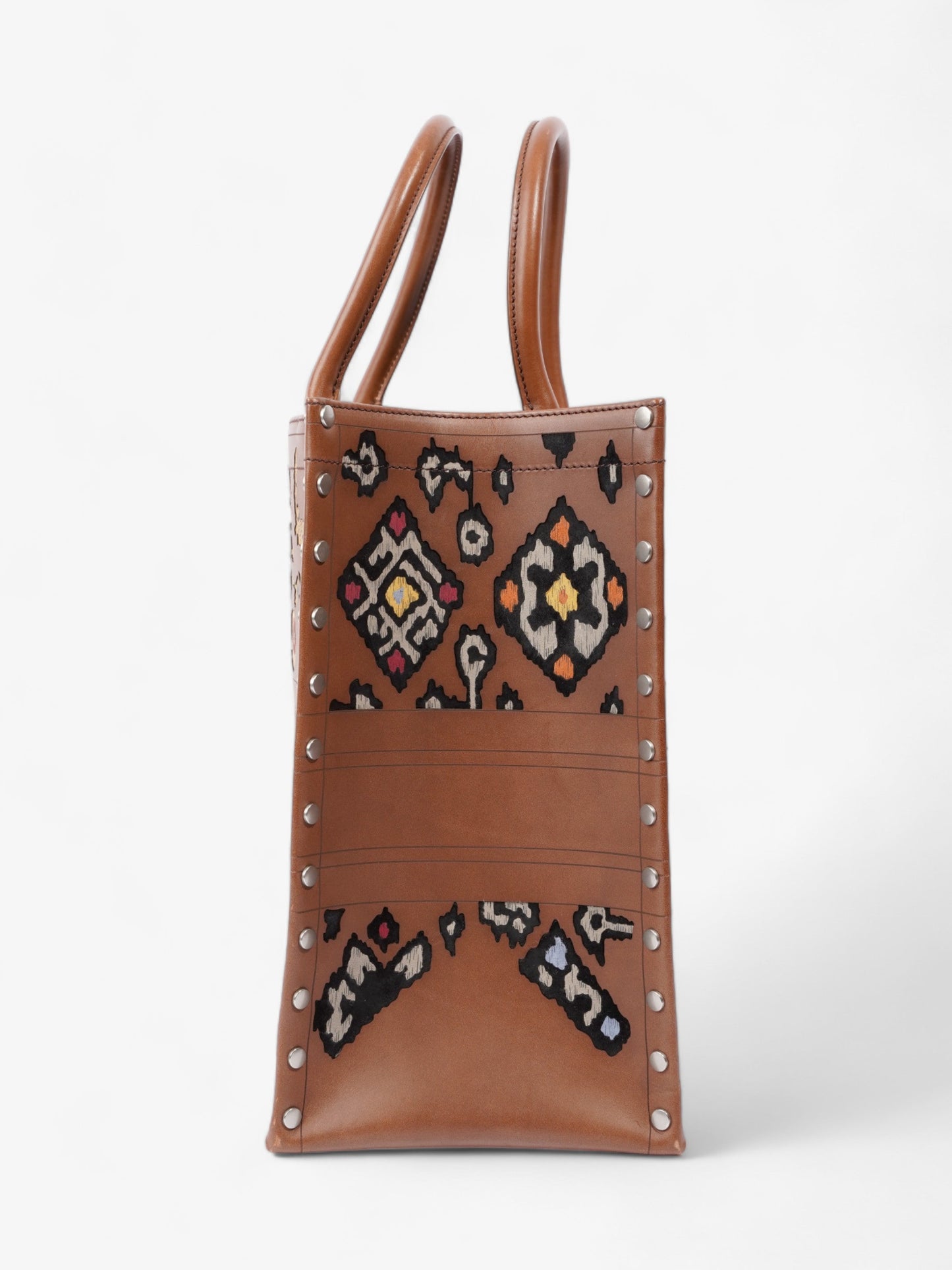 Dior Christian Book Tote Floral Leather Brown Large Tote Bag