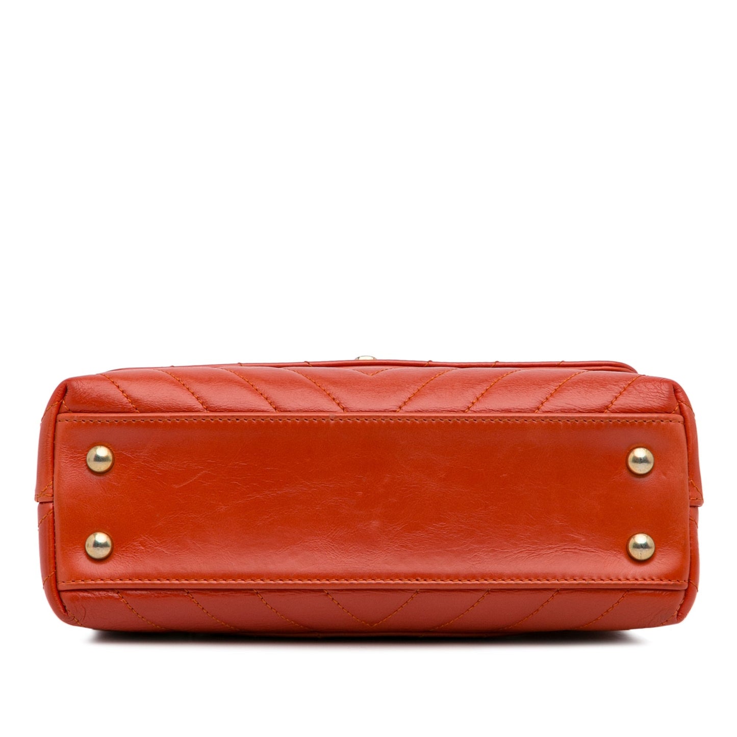 Red Chanel Small Lambskin Chevron Coco Top Handle Bag Satchel