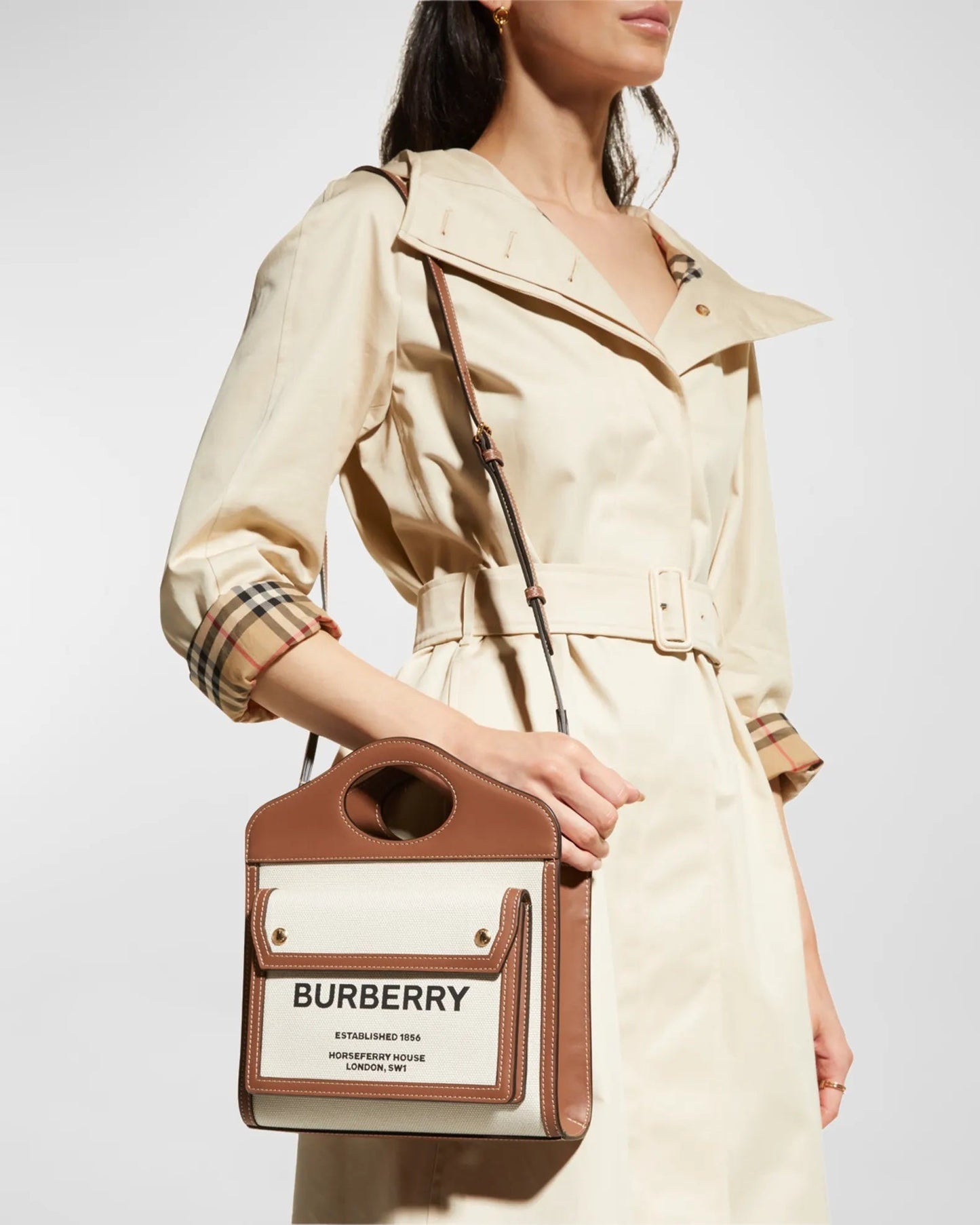Burberry Pocket Print Tote Bag Medium Logo
