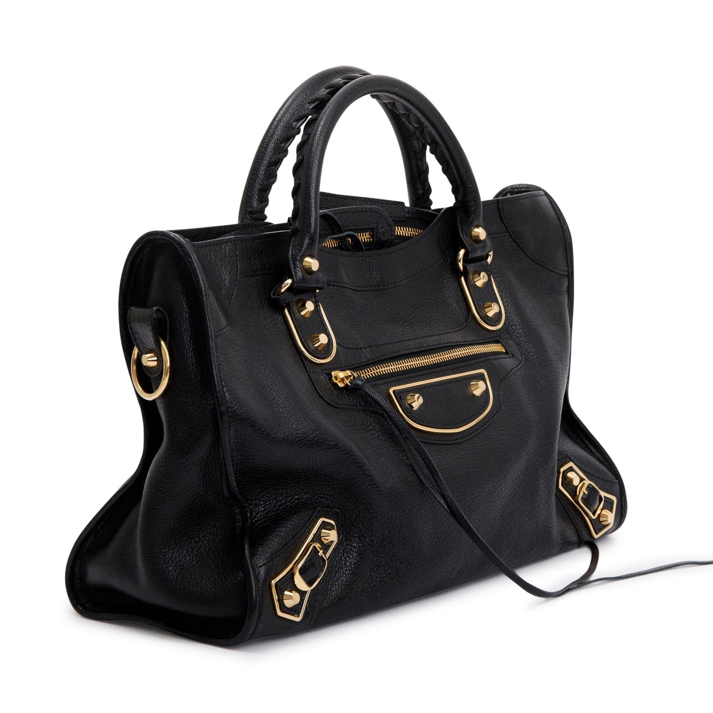 Balenciaga Chevre Metallic Edge City Bag Leather Black Travel Bag