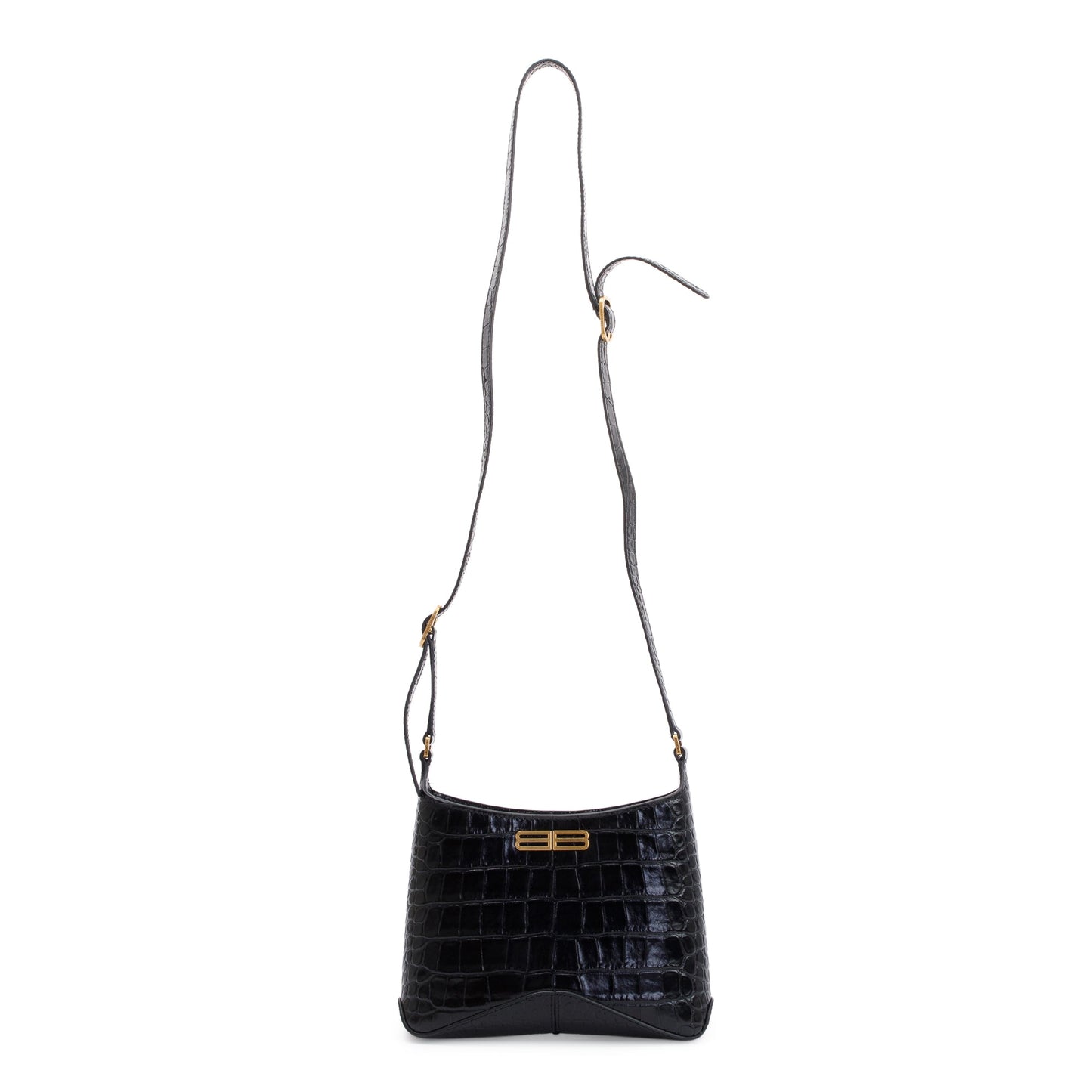 Balenciaga Croc Embossed Xx Hobo Bag Leather Black Travel Bag