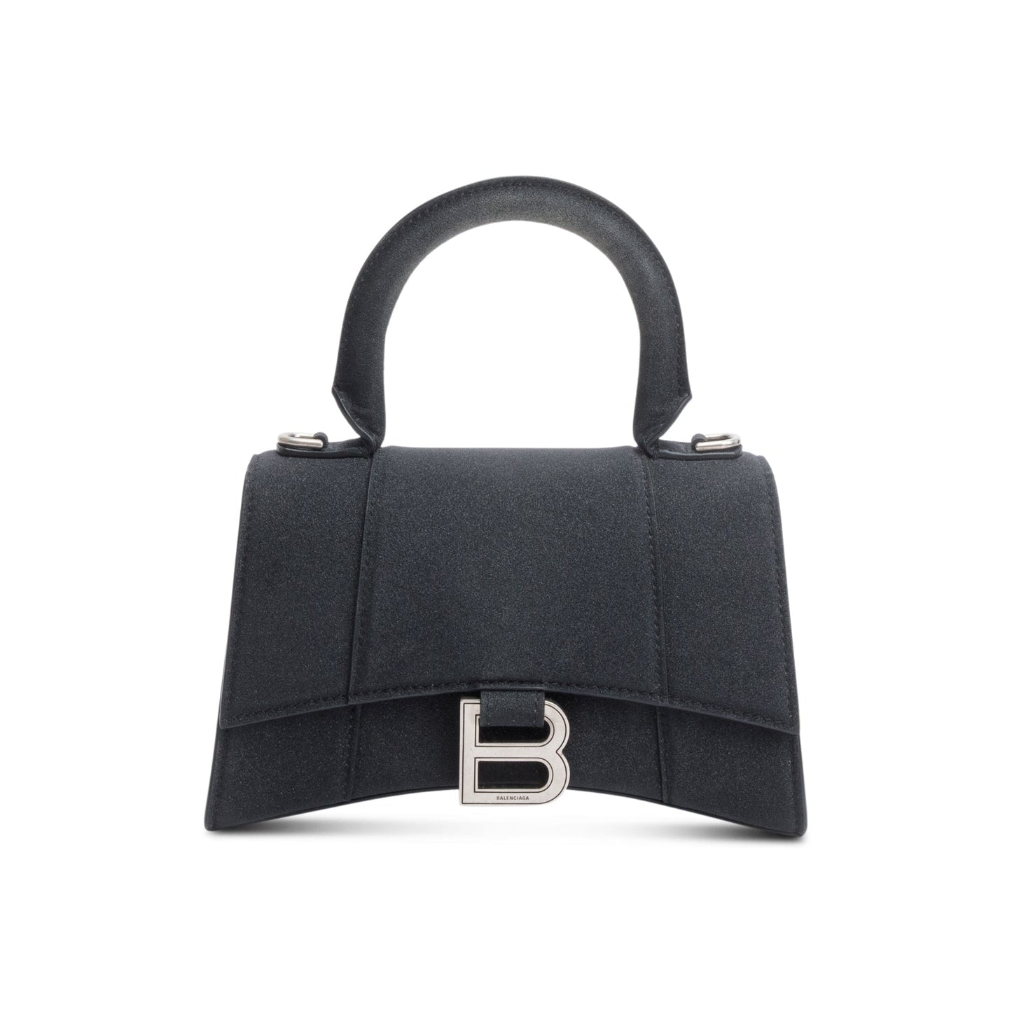 Balenciaga Glitter Xs Hourglass Top Handle Bag Satin Black Travel Bag