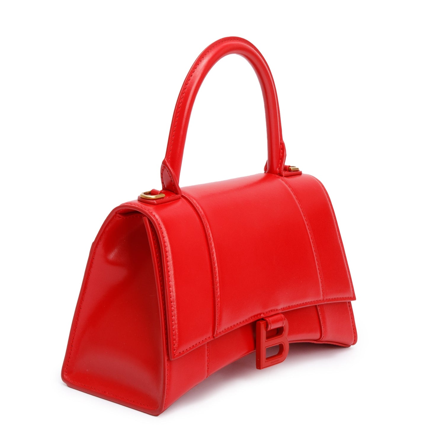 Balenciaga Smooth Hourglass Top Handle Bag Leather Red Travel Bag