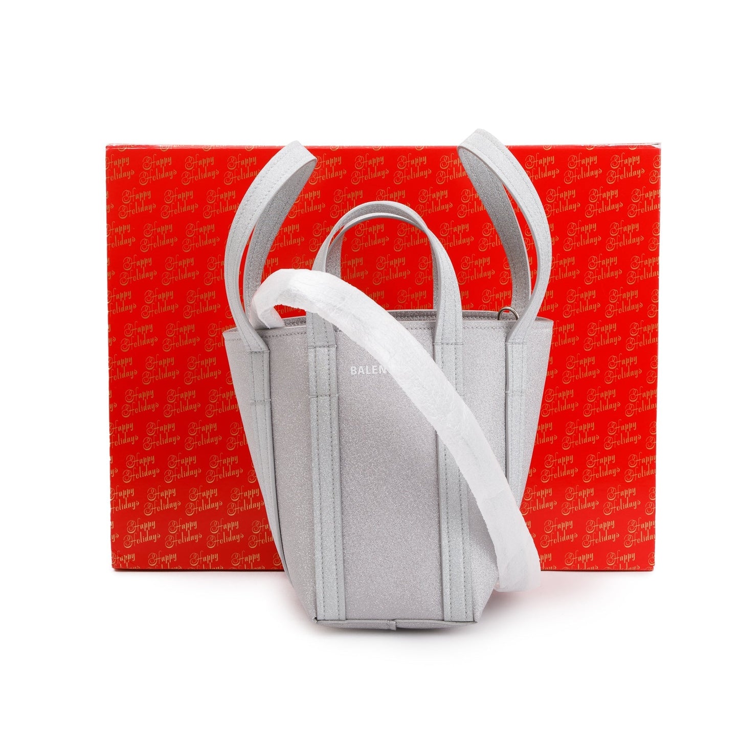 Balenciaga Sparkling Fabric Everyday Xs North South Tote Silver Tote Bag