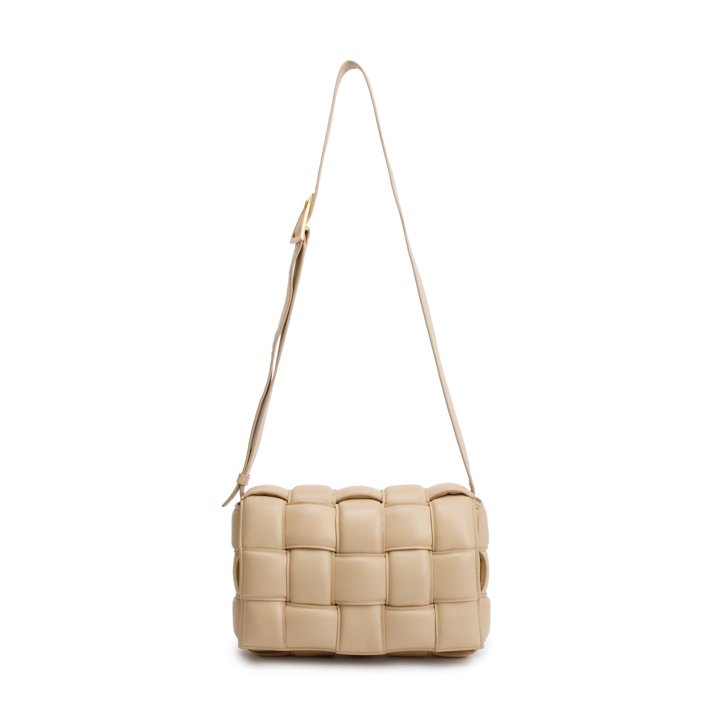 Bottega Veneta Lambskin Classic Padded Cassette Bag Leather Beige Travel Bag