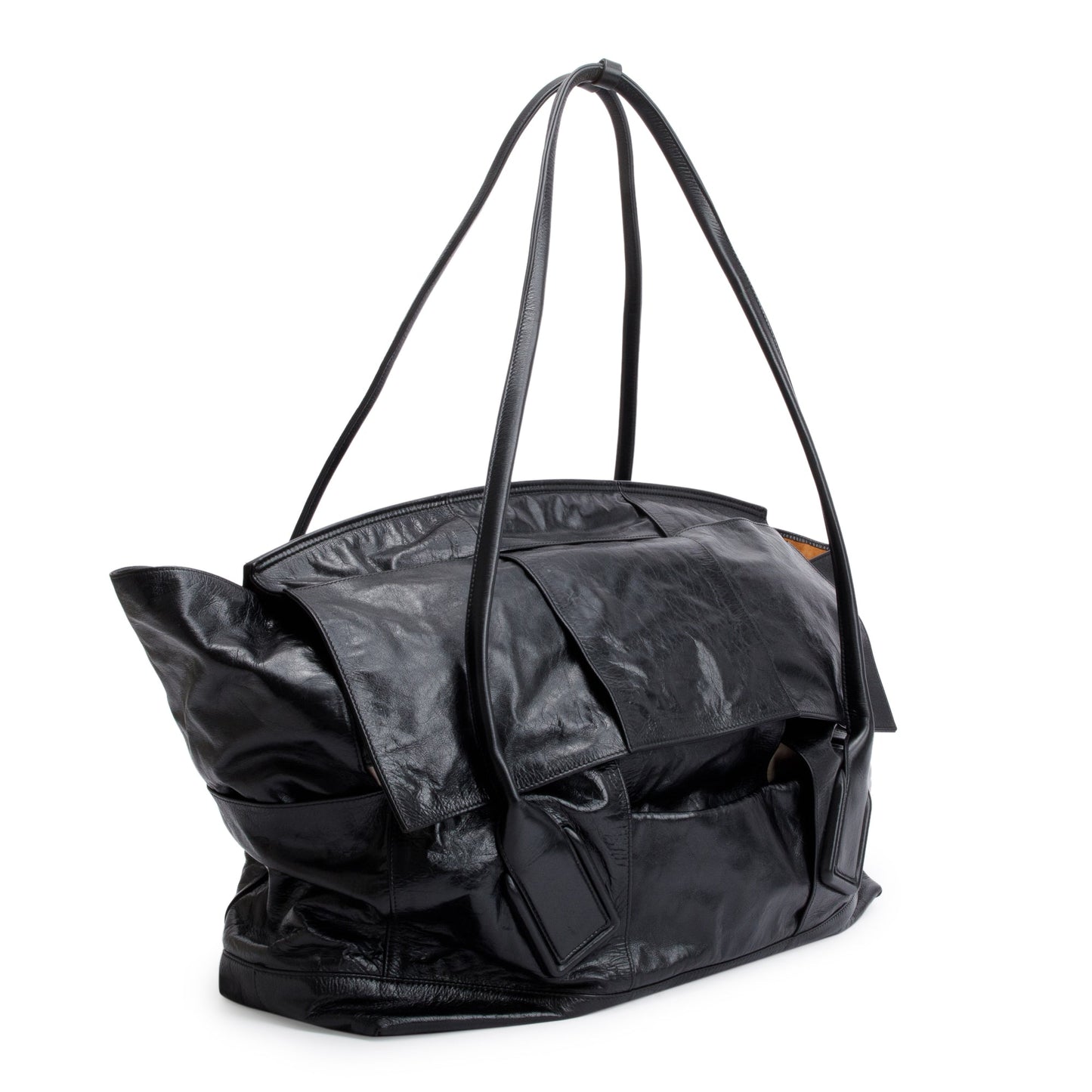 Bottega Veneta Maxi Intrecciato Arco Slouch Bag Leather Black Travel Bag