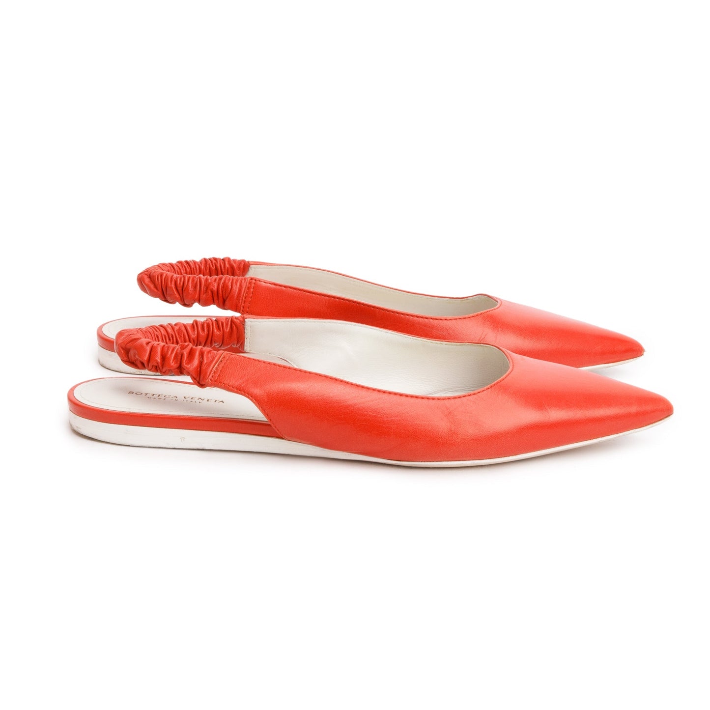 Bottega Veneta Orange Slingback Ballerina Flats Size Travel Bag Leather Shoes