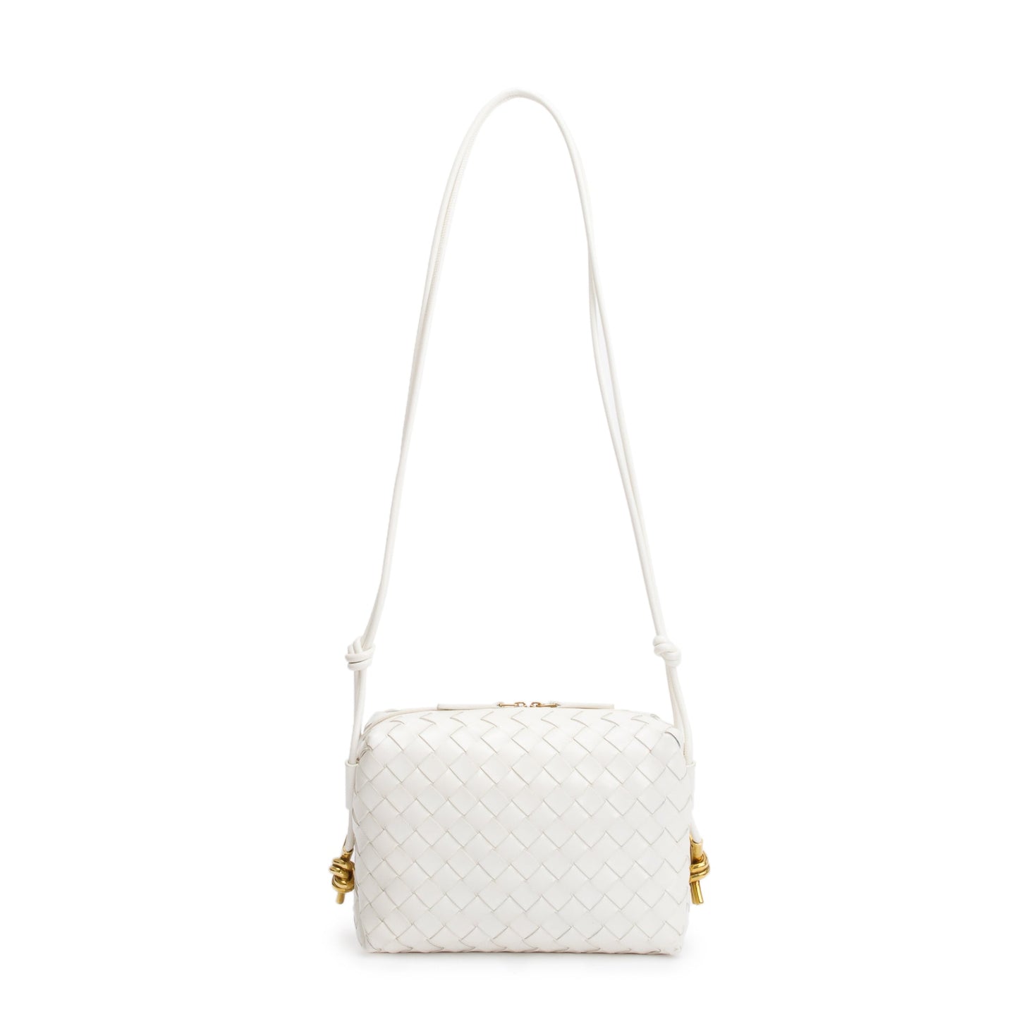 Bottega Veneta Intrecciato Loop Camera Bag Leather White Travel Bag
