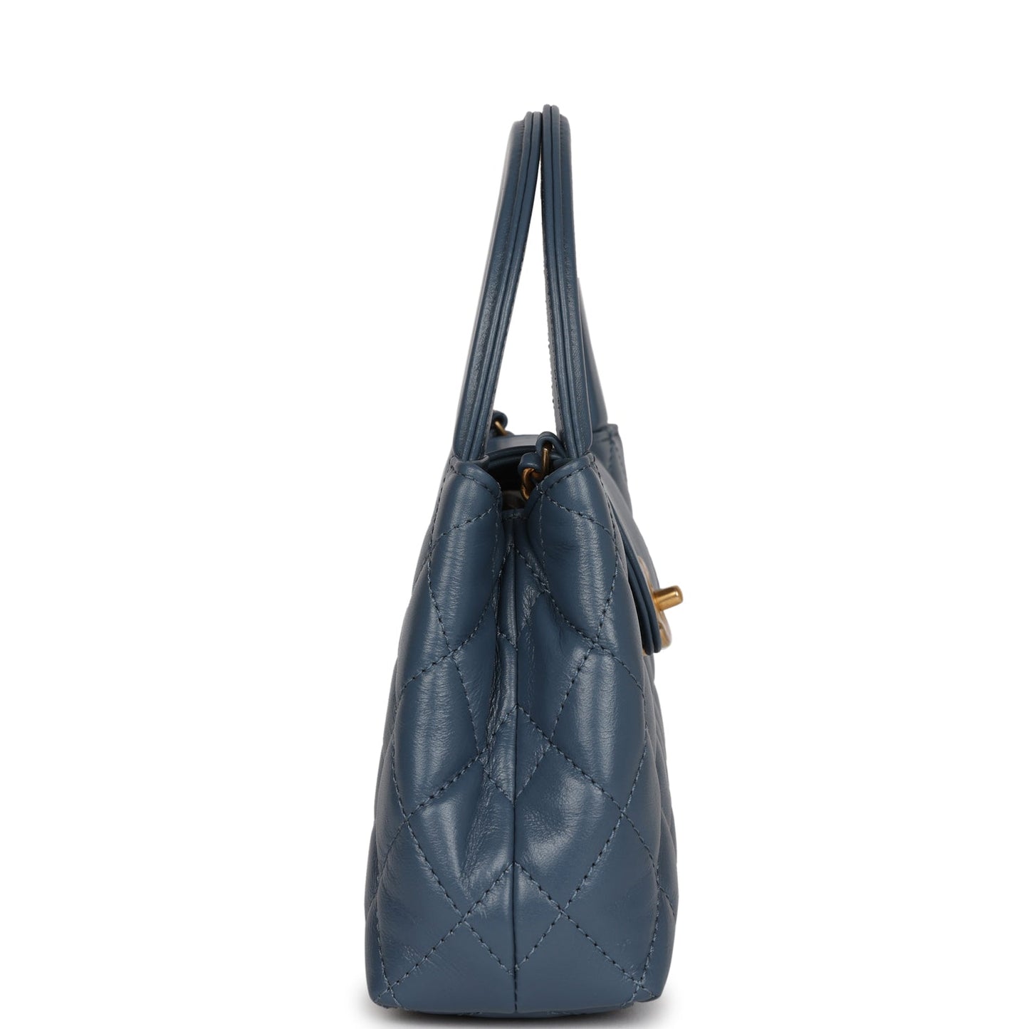 Chanel Small Kelly Shopper Blue Shiny Aged Calfskin Brushed Gold Hardware Bag