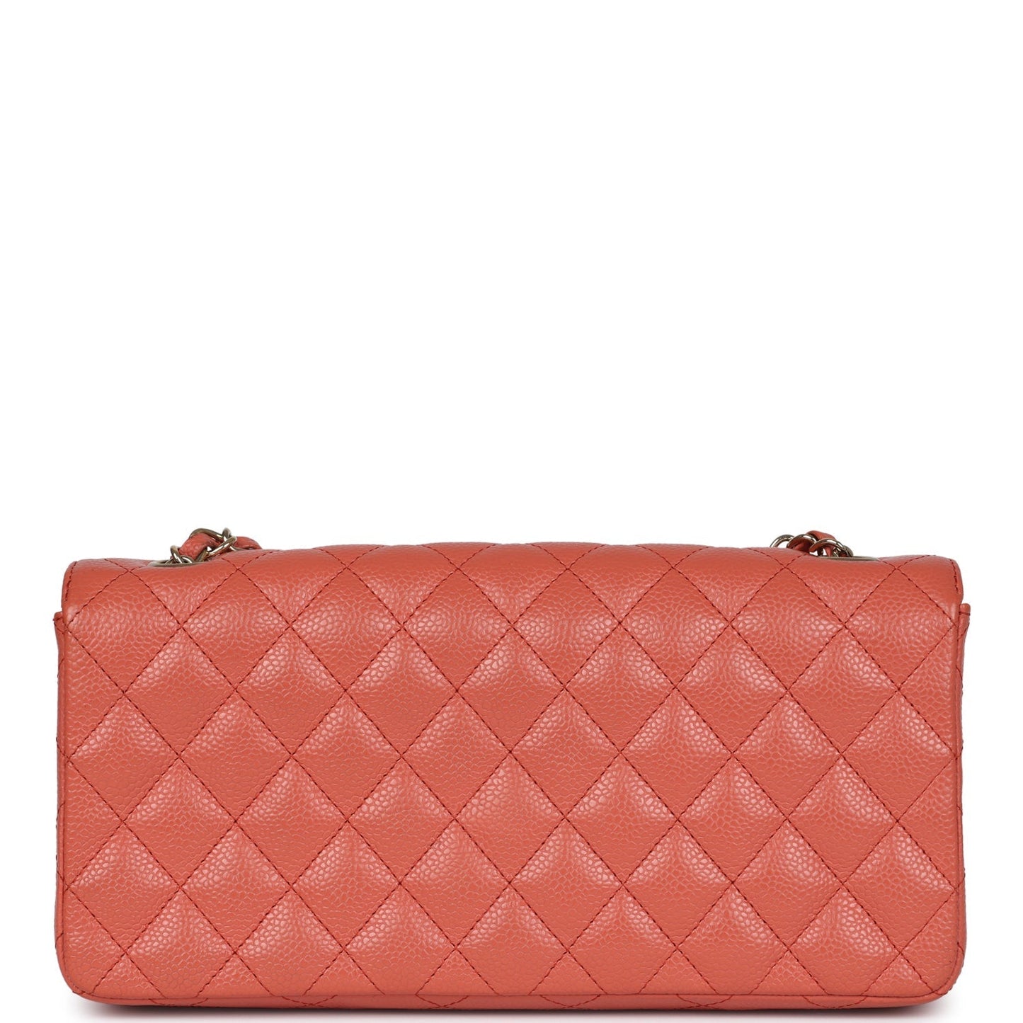 Chanel Classic East West Single Flap Coral Caviar Light Gold Hardware