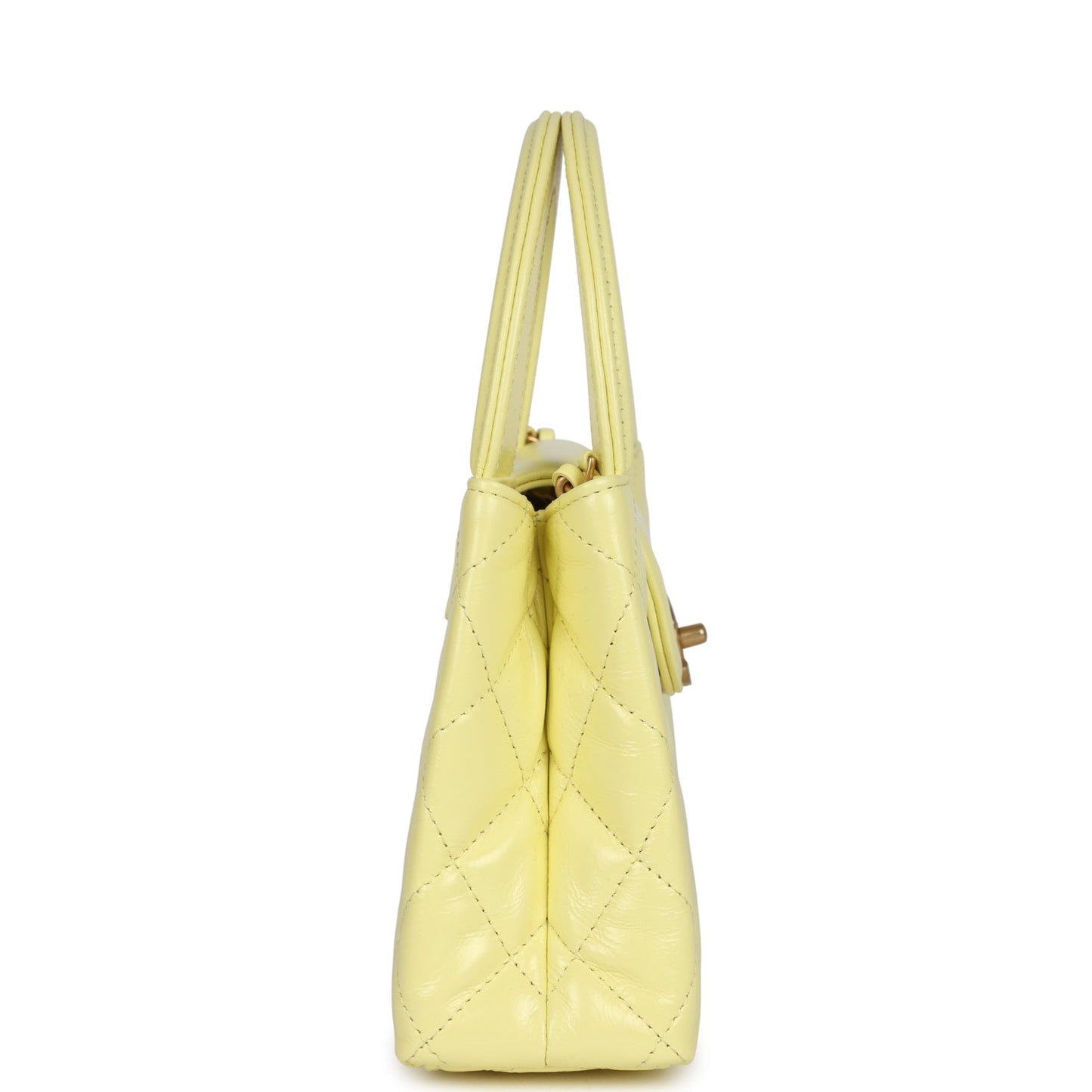 Chanel Small Kelly Yellow Shiny Aged Calfskin Brushed Gold Hardware Bag