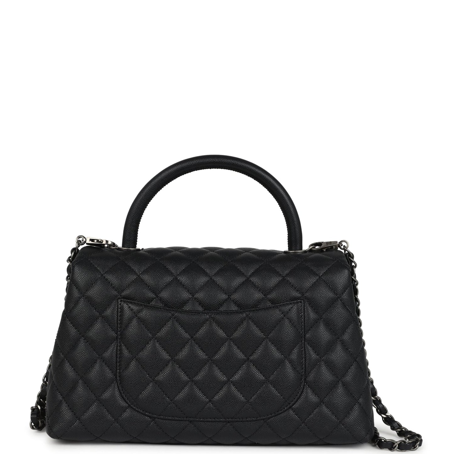 Chanel Medium Coco Top Handle Black Caviar Aged Ruthenium Hardware