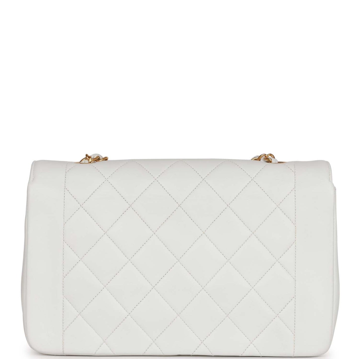 Chanel Medium Diana Flap Bag White Lambskin Gold Hardware