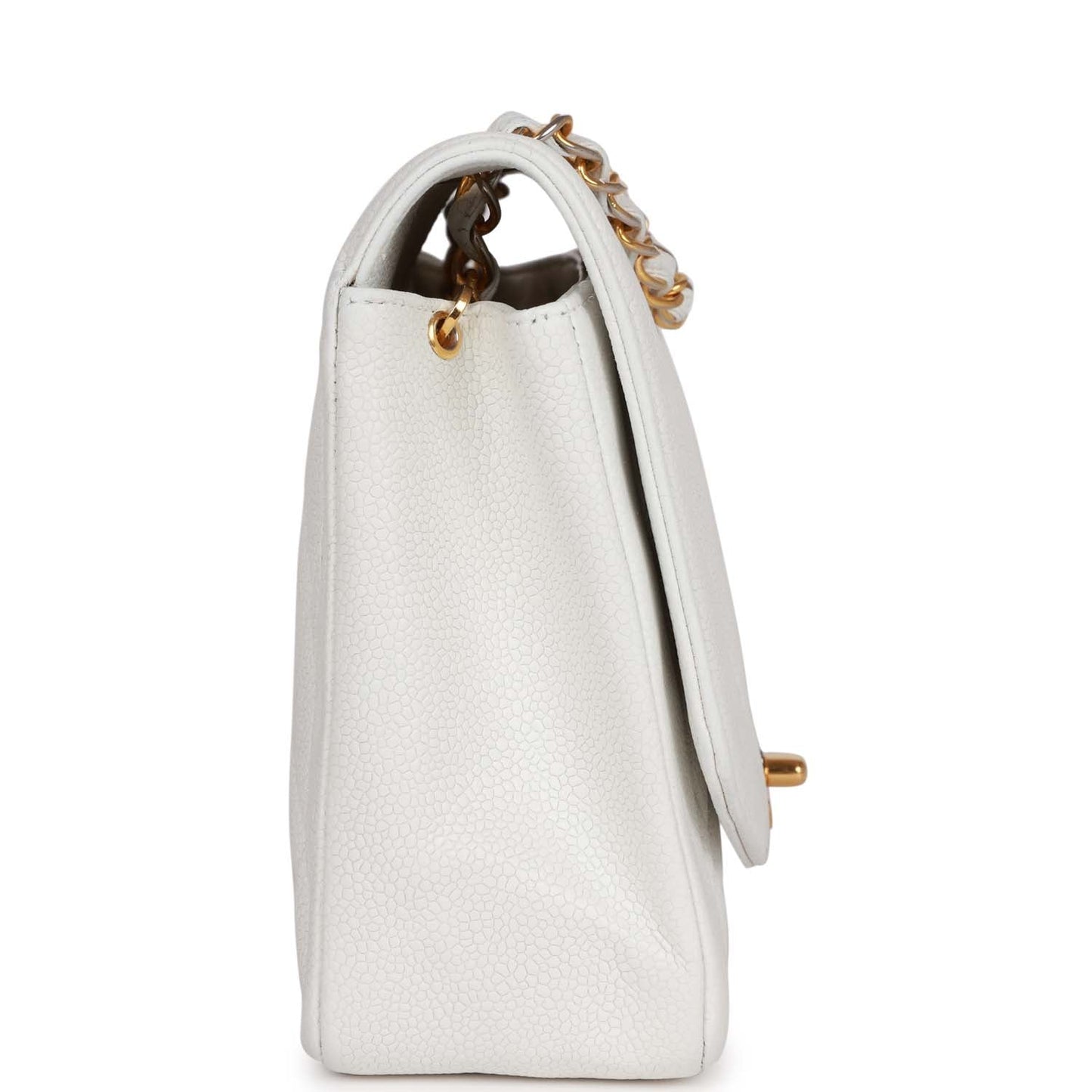 Chanel Medium Diana Flap Bag White Caviar Gold Hardware